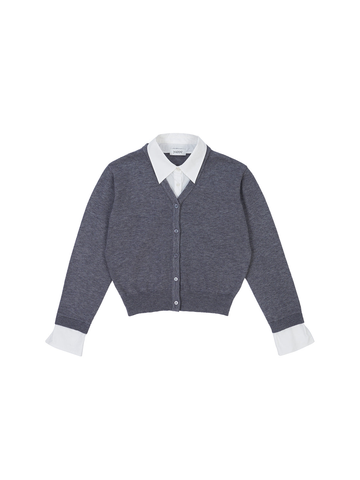 CARDIGAN COL CHEMISE_GRIS