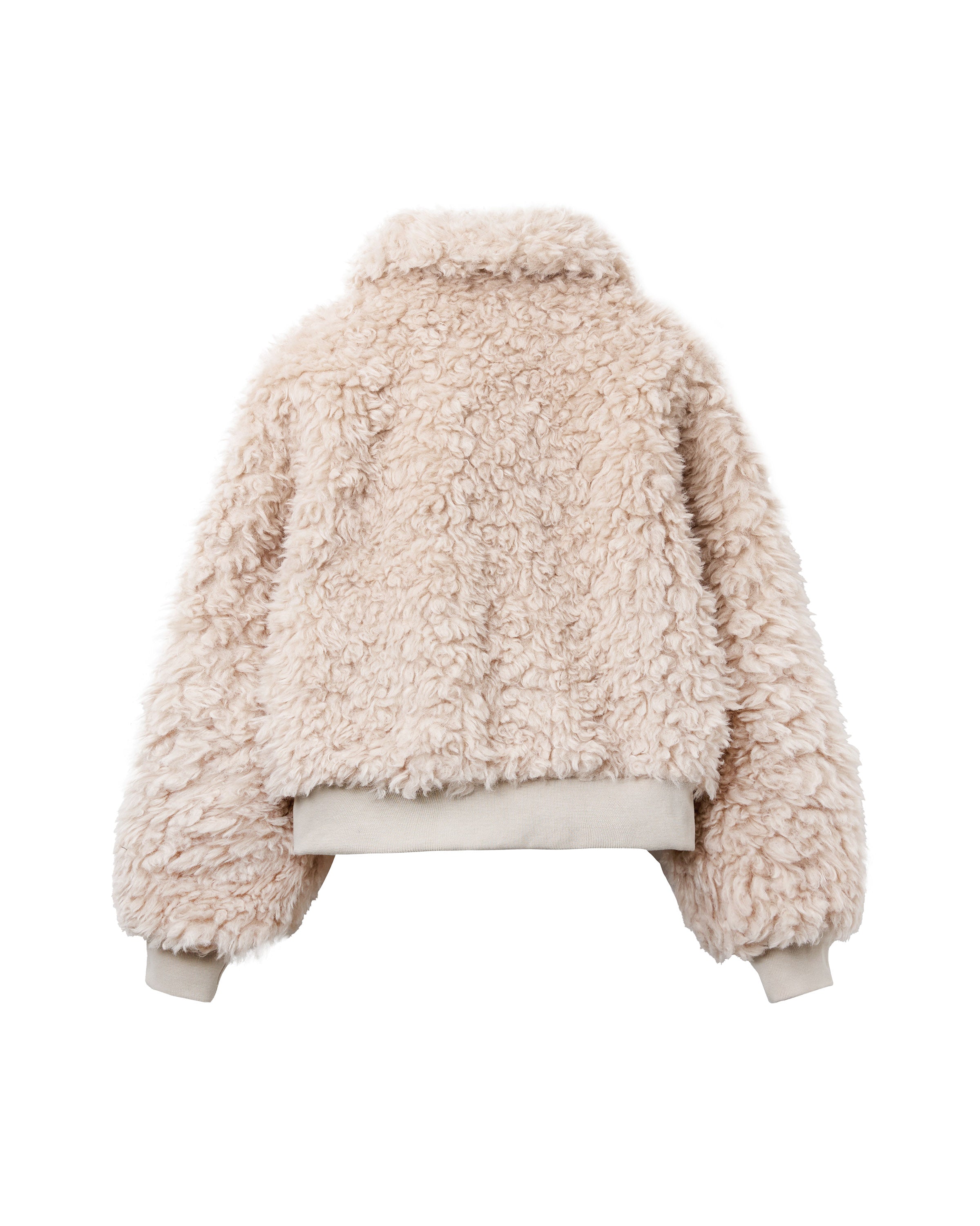 CROPPED ZIP-UP FUR JACKET_BEIGE