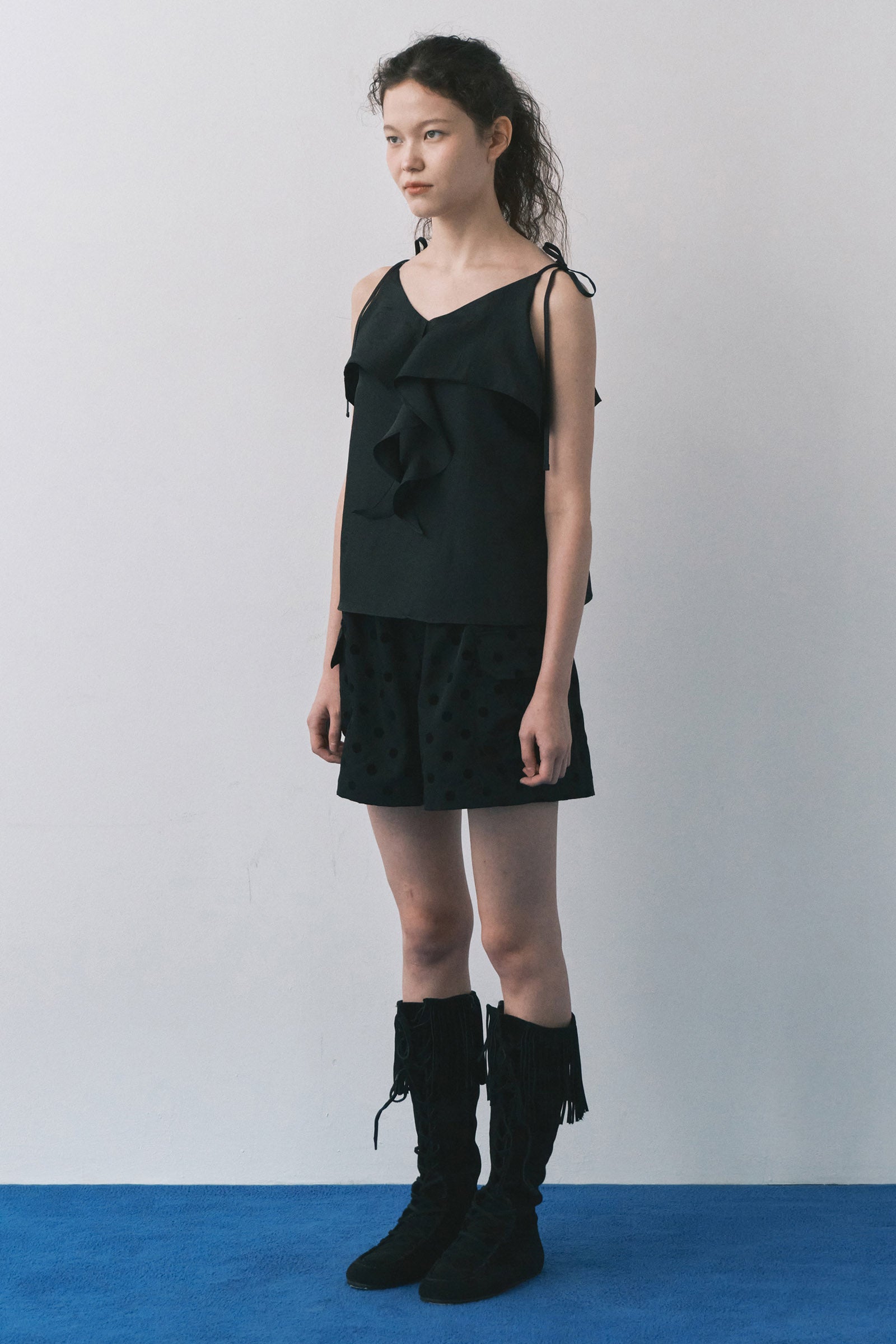 RUFFLE CAMISOLE BLOUSE_BLACK