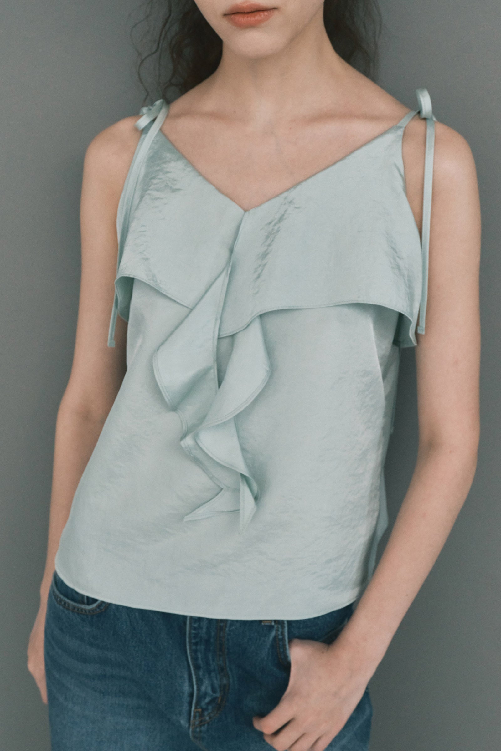 RUFFLE CAMISOLE BLOUSE_MINT