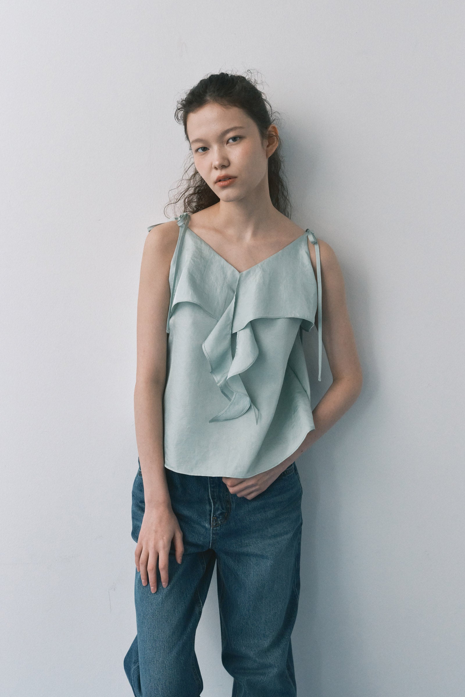 RUFFLE CAMISOLE BLOUSE_MINT