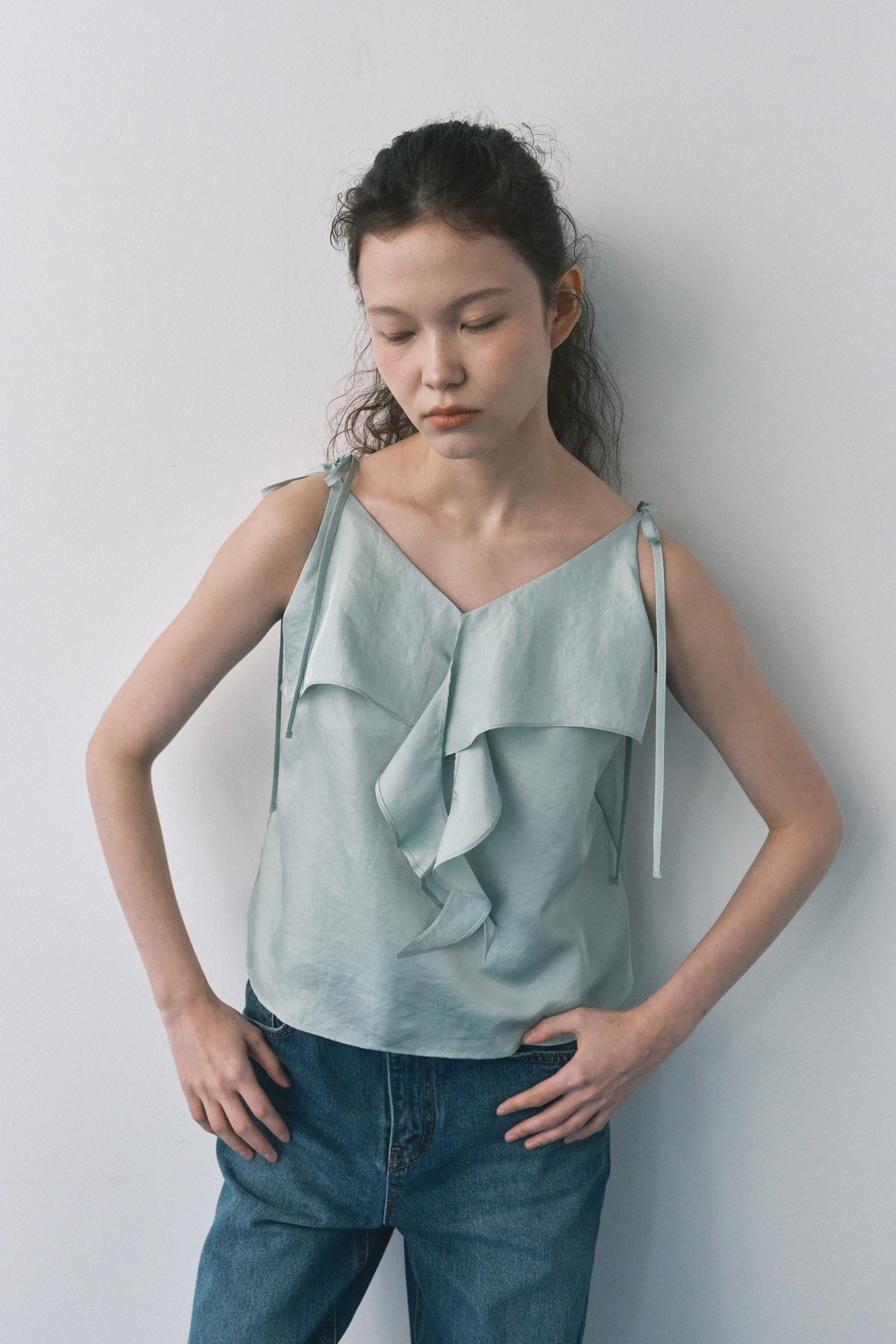 RUFFLE CAMISOLE BLOUSE_MINT