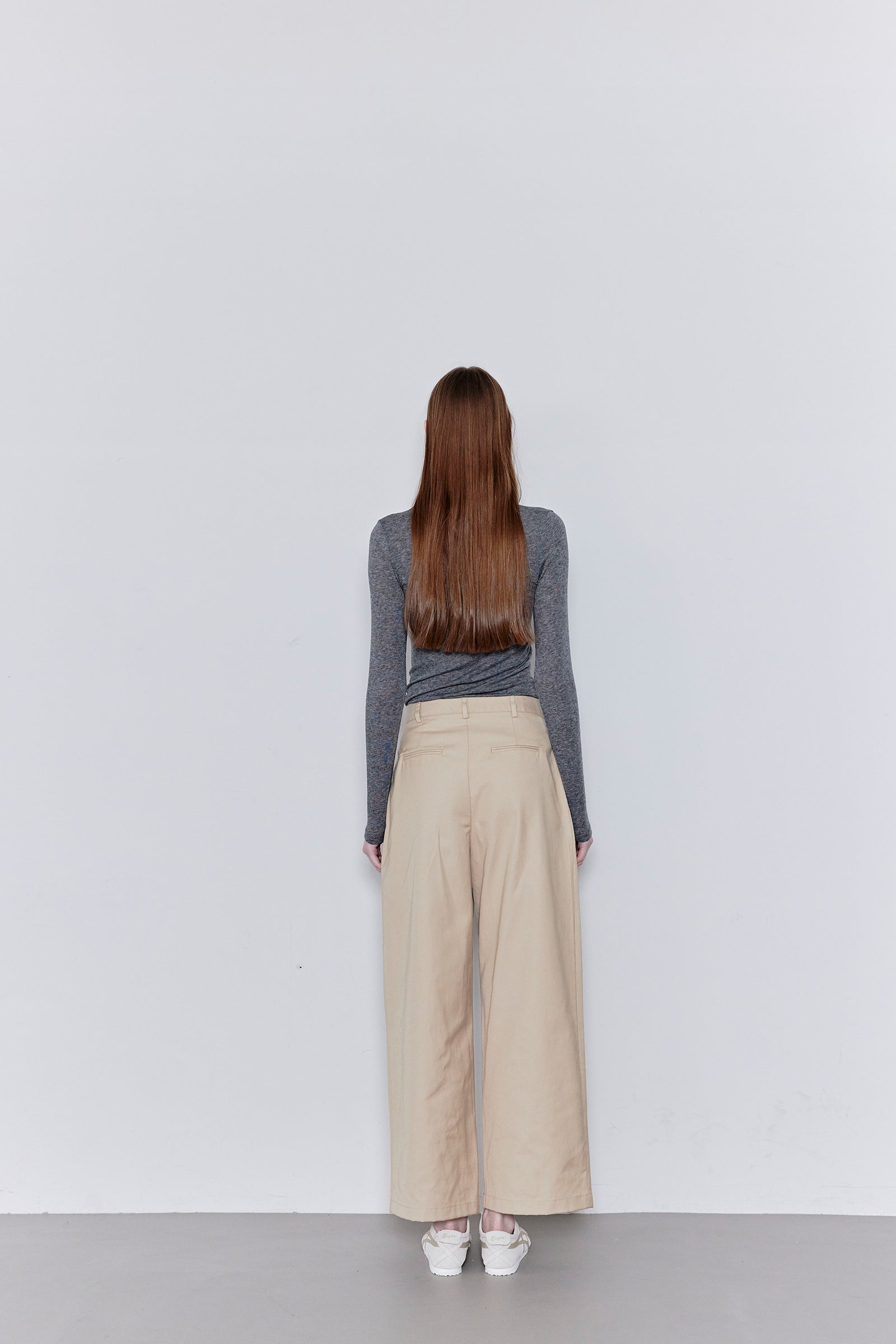 COTTON PINTUCK PANTS_BEIGE