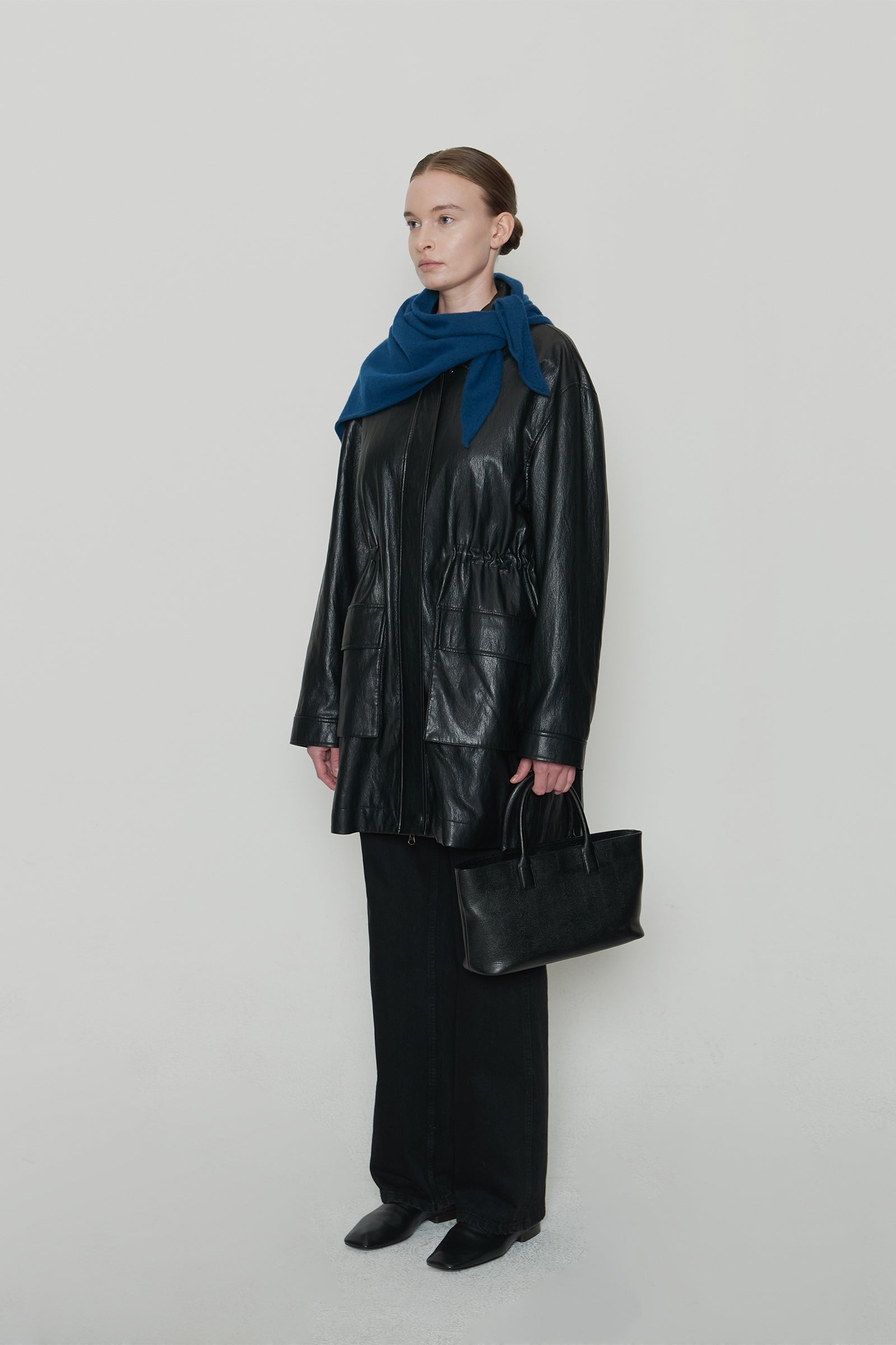 HALF SAFARI LEATHER JACKET_BLACK