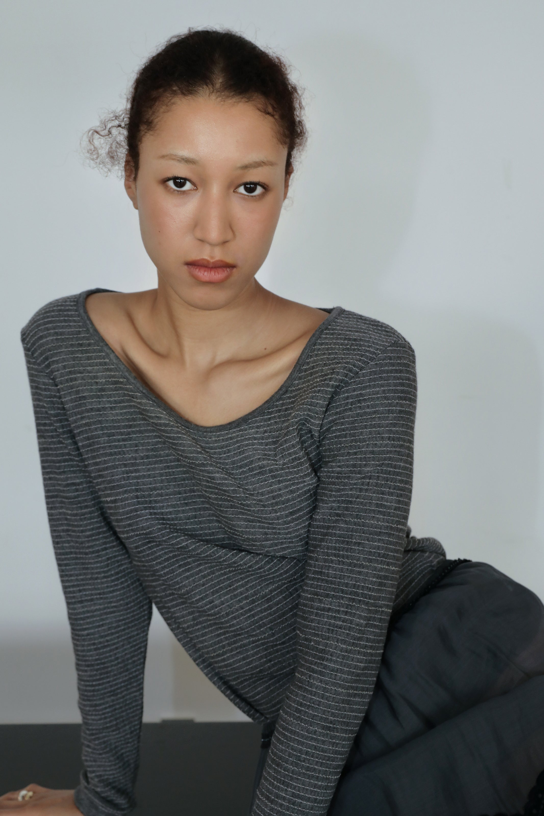 CRINKLY WOOL BALLERINA TOP_GREY