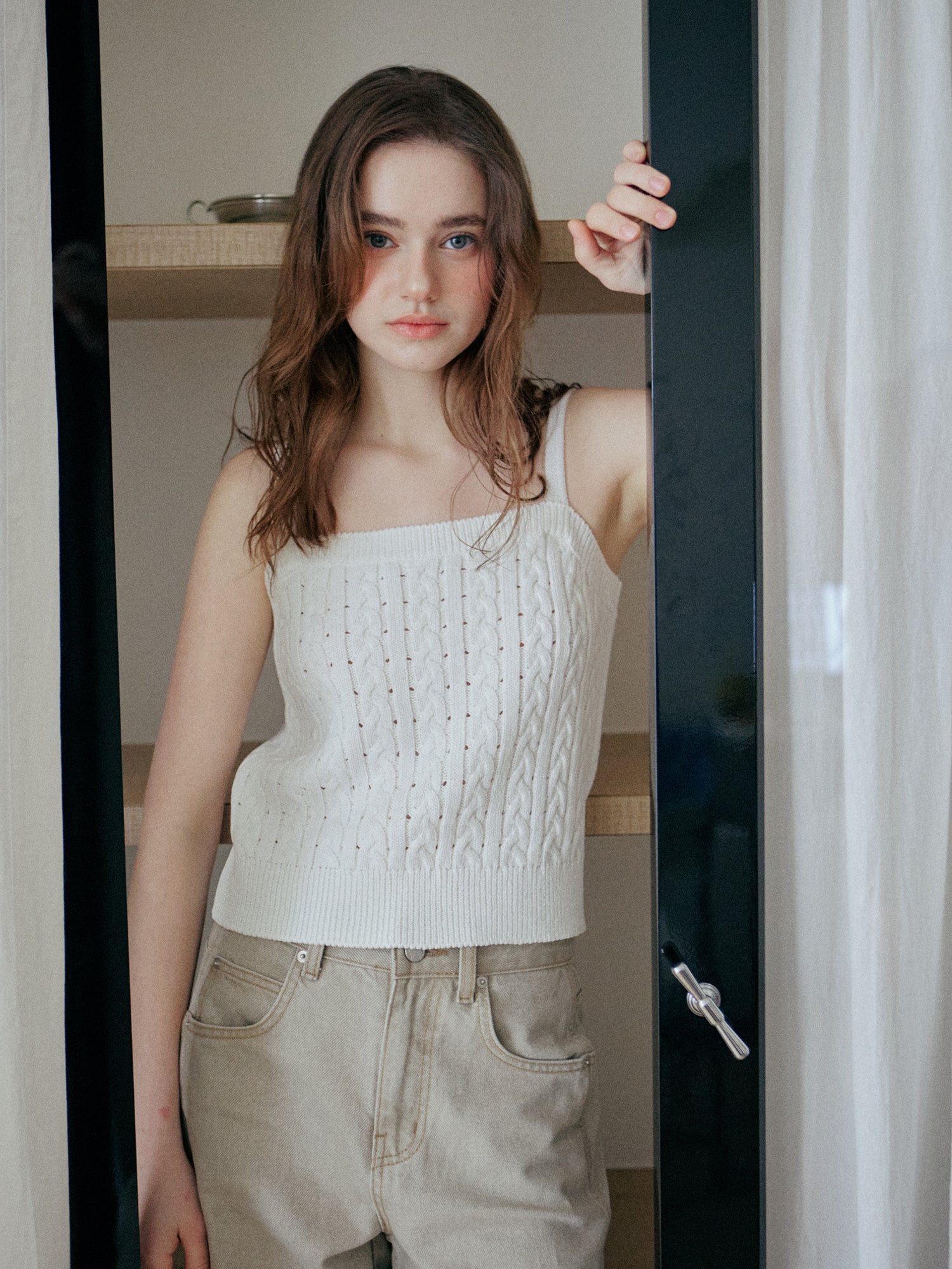 LACE RIBBON SLEEVELESS_IVORY