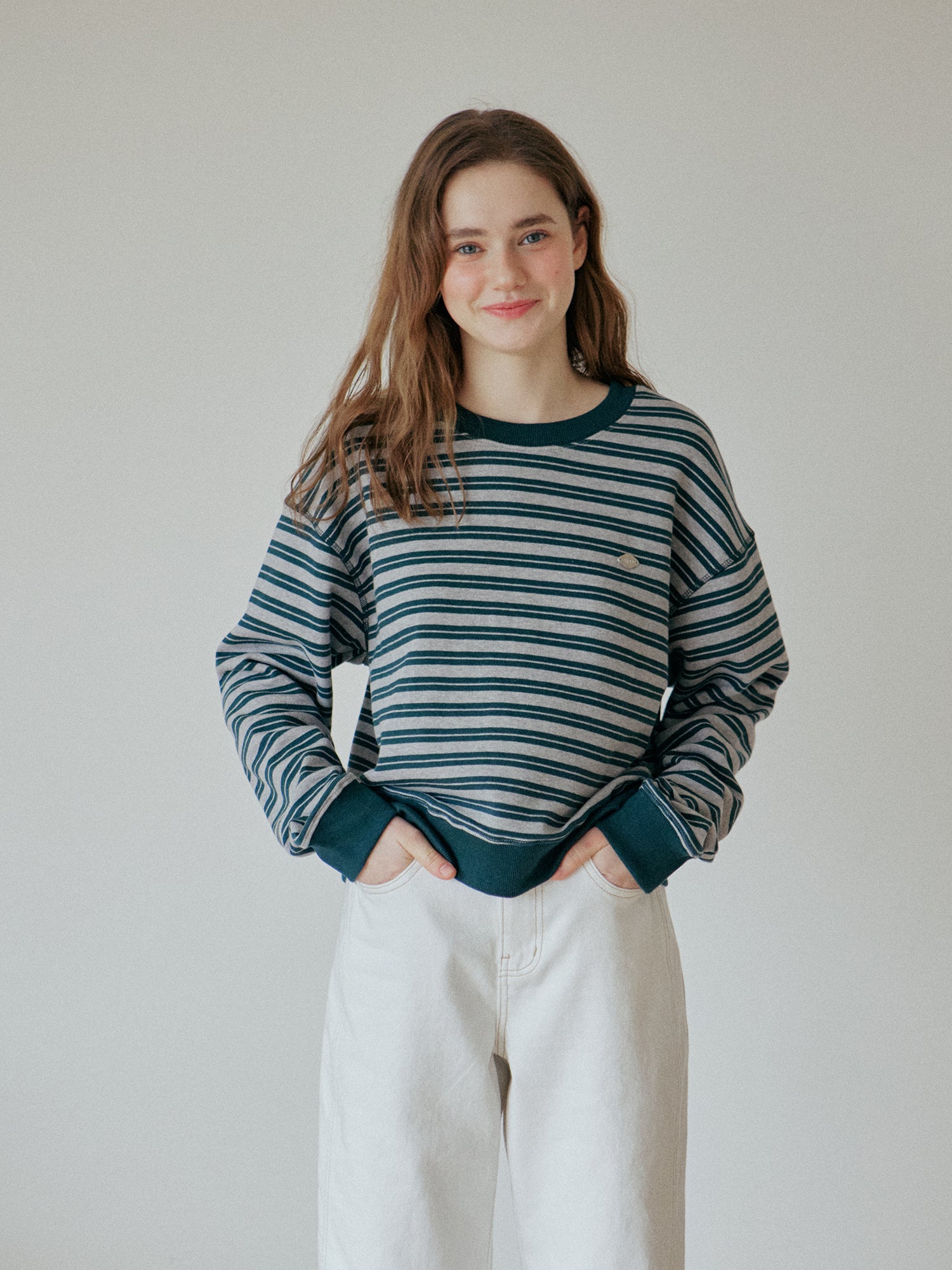 STRIPE LOGO SWEATSHIRT_GRAY