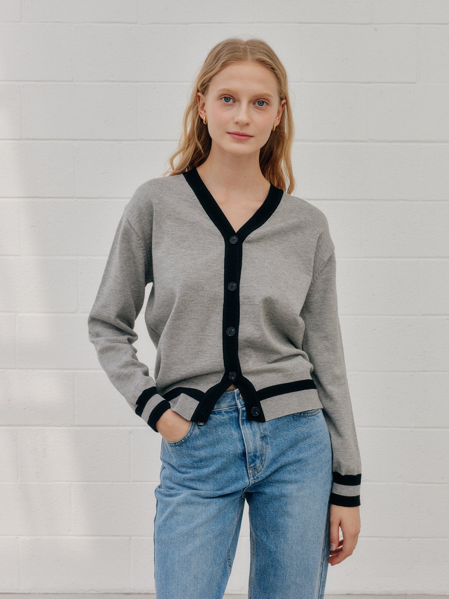 COLOR CARDIGAN_GRAY BLACK