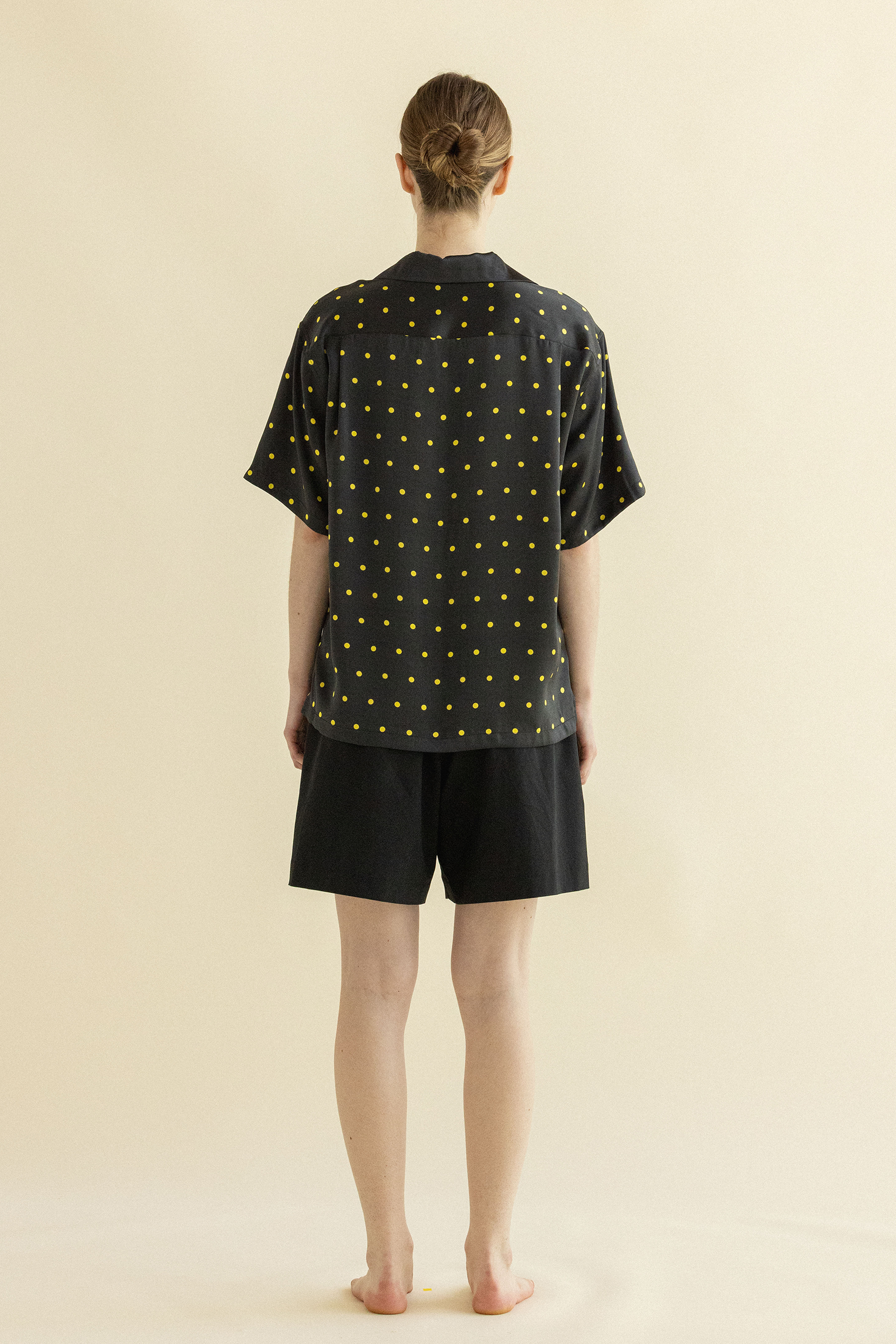 CHEMISE BOWLING À POIS CITRON_NOIR