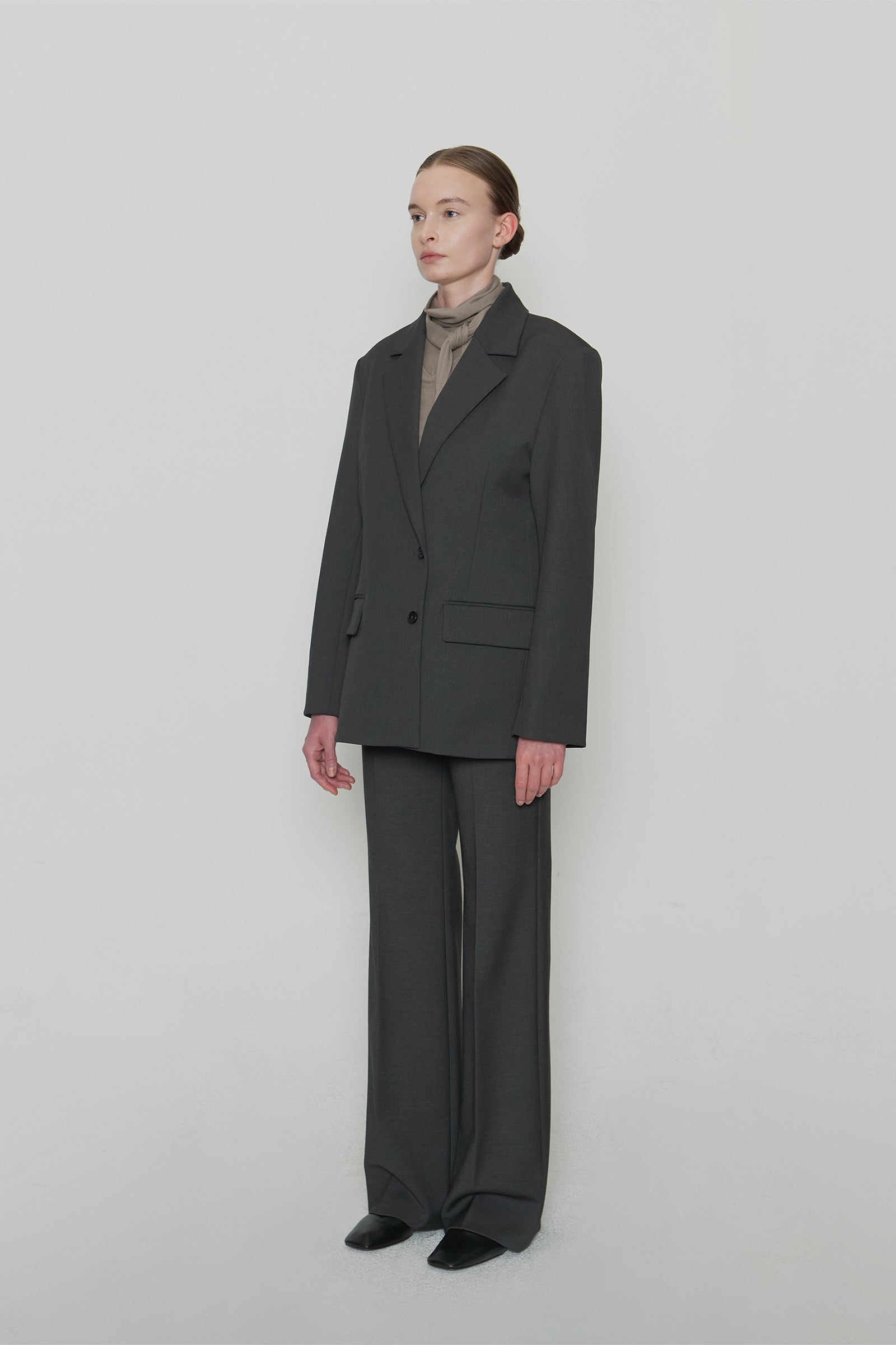 DOUBLE BREASTED OVERSIZED JACKET_CHARCOAL