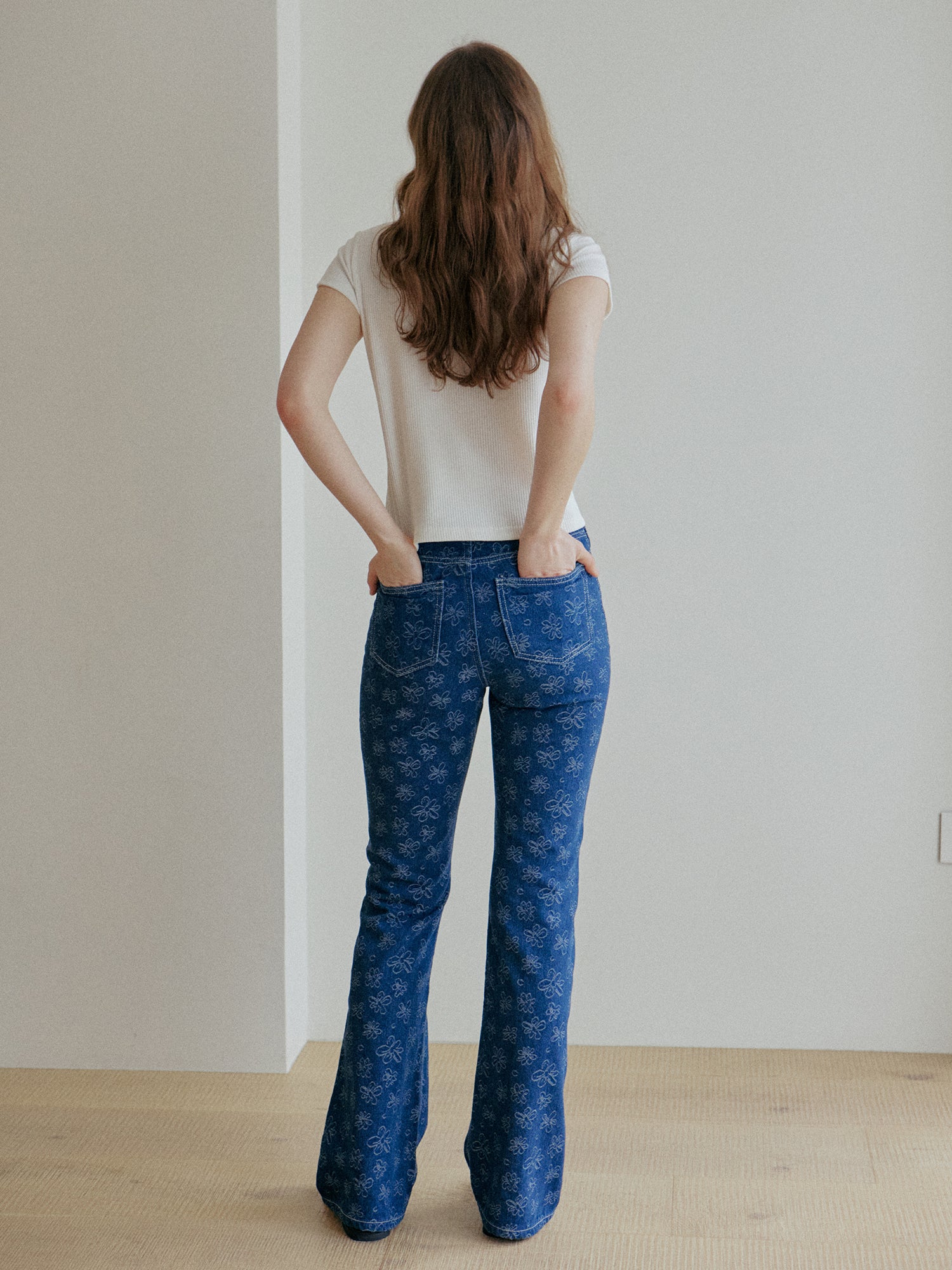 25SS FLOWER JACQUARD DENIM PANTS_BLUE