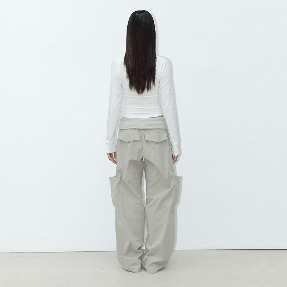 WIDE SQUARE SHIRRING T_IVORY