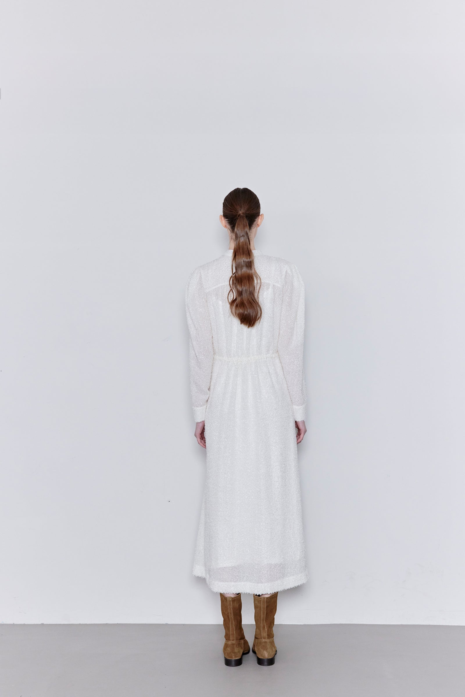 FRINGE LONG DRESS_BLEU MARINE