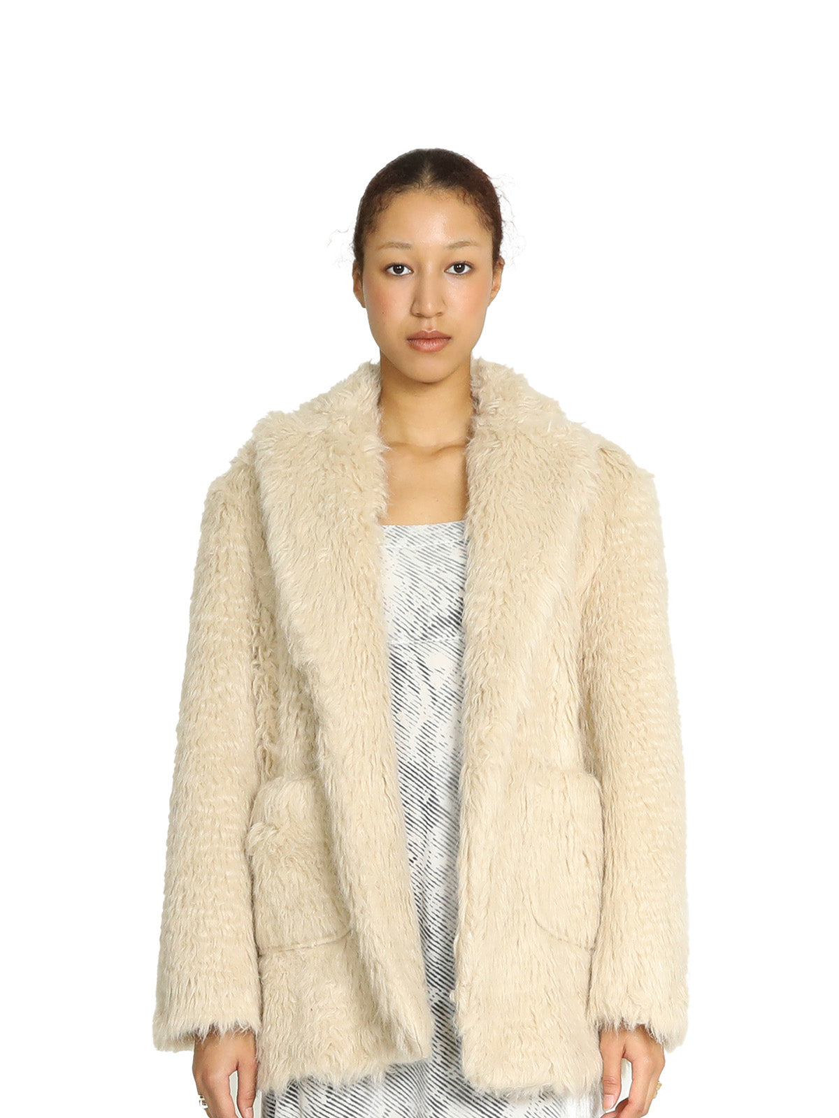 VESTE TEXTURÉE EN FOURRURE_BEIGE