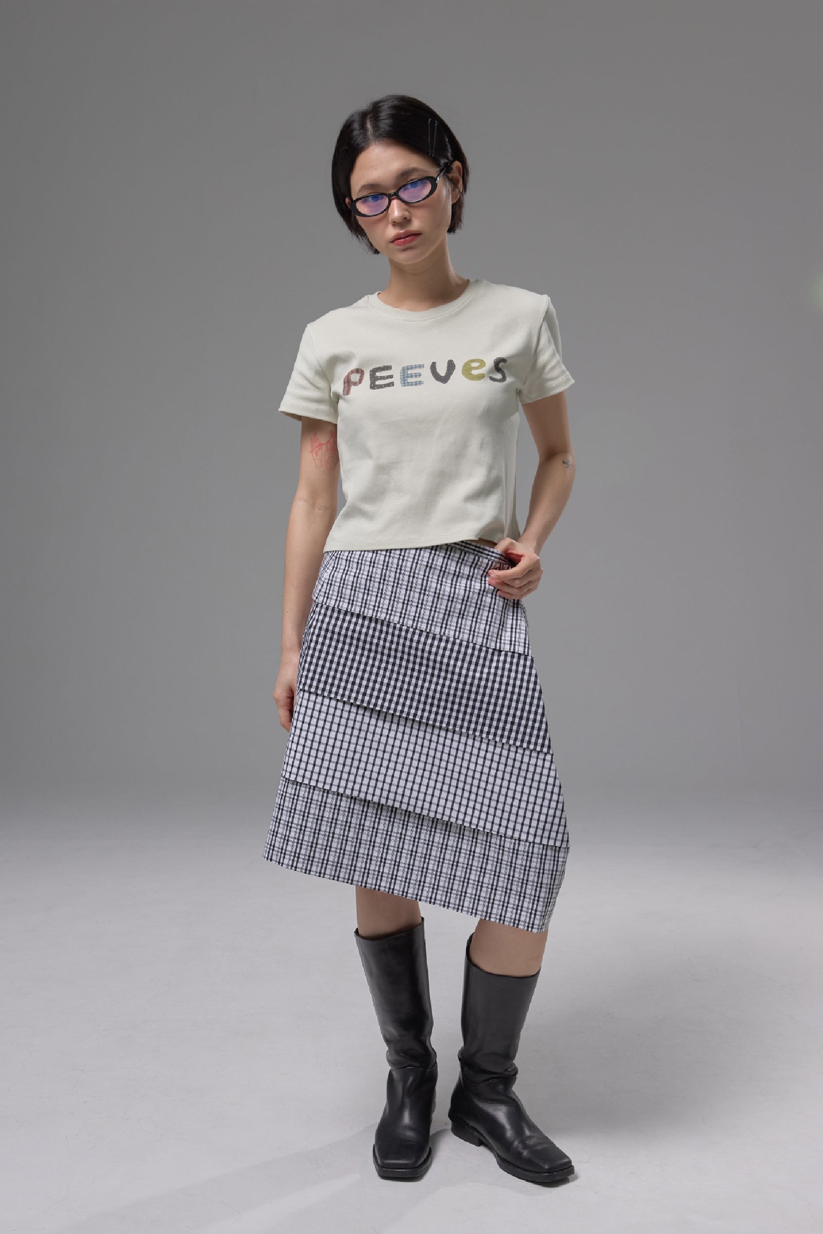 SCANNED NEEDLEWORK CROPPED T-SHIRT_LIME