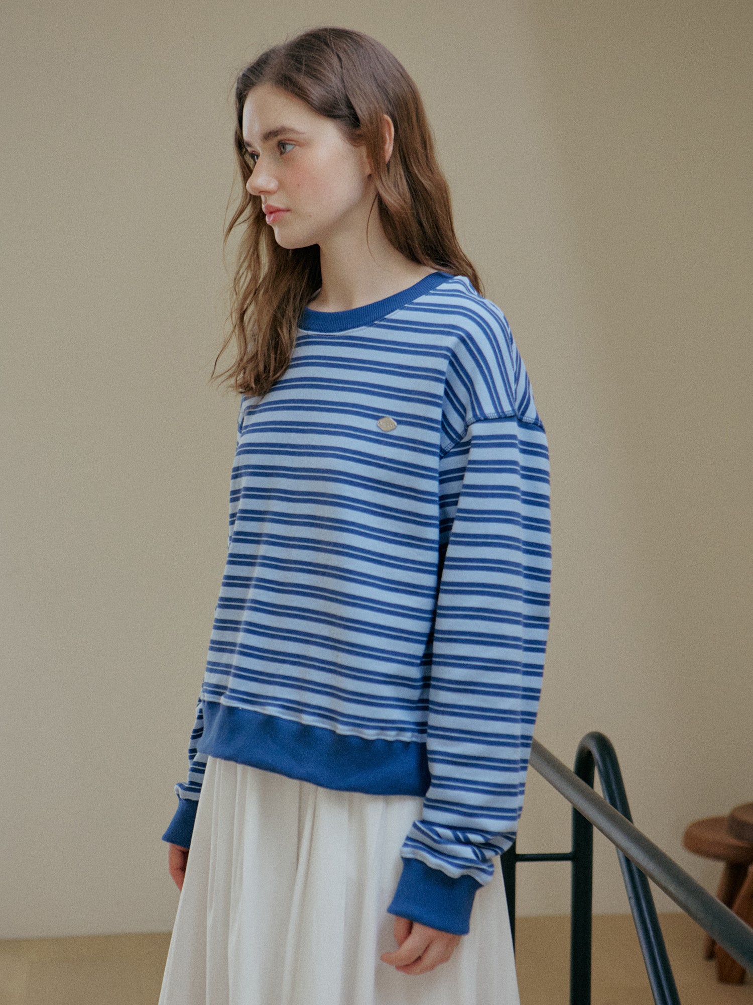 STRIPE LOGO SWEATSHIRT_SKYBLUE
