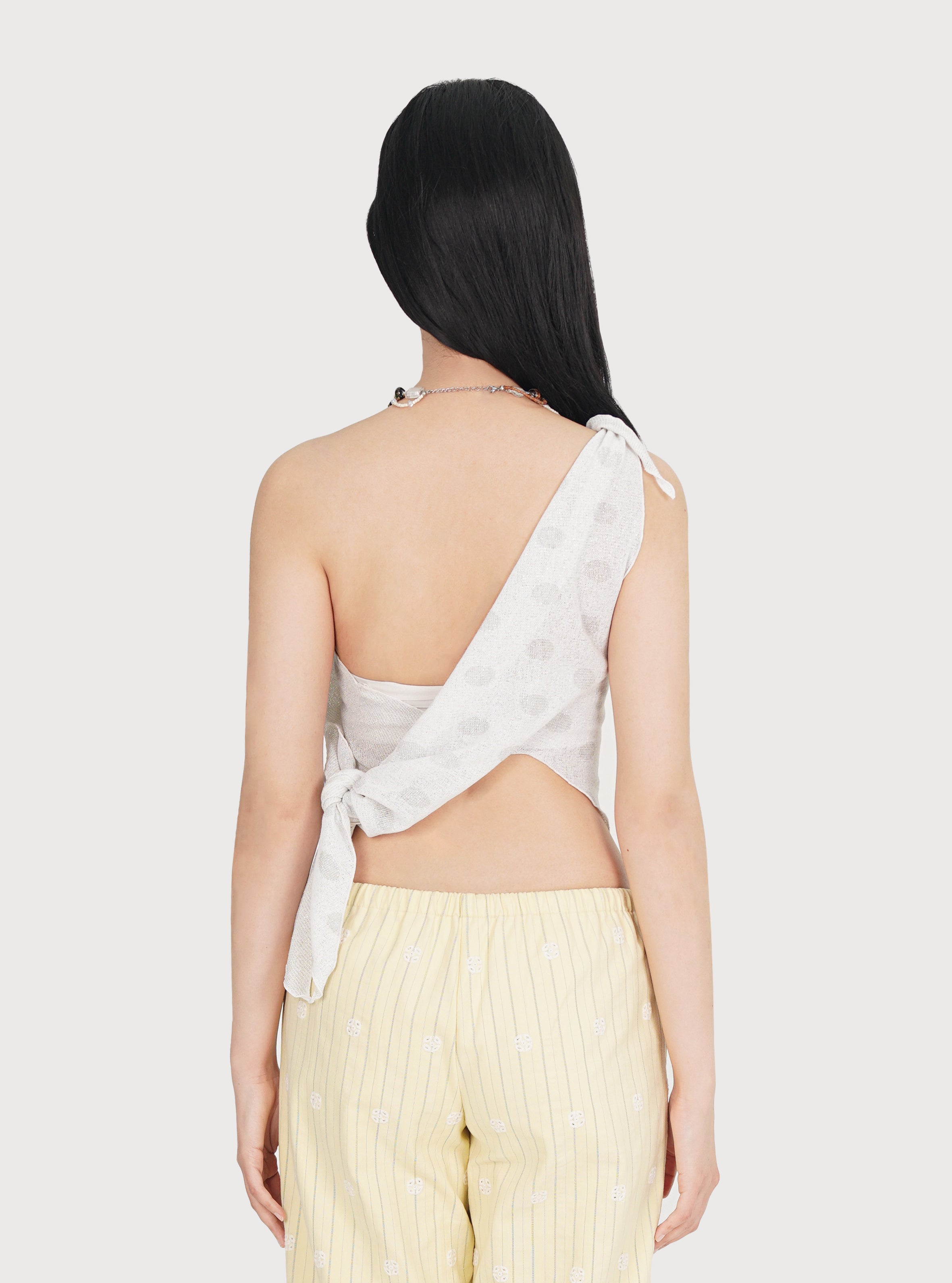 TOP FOULARD FIL MÉTALLISÉ_BLANC
