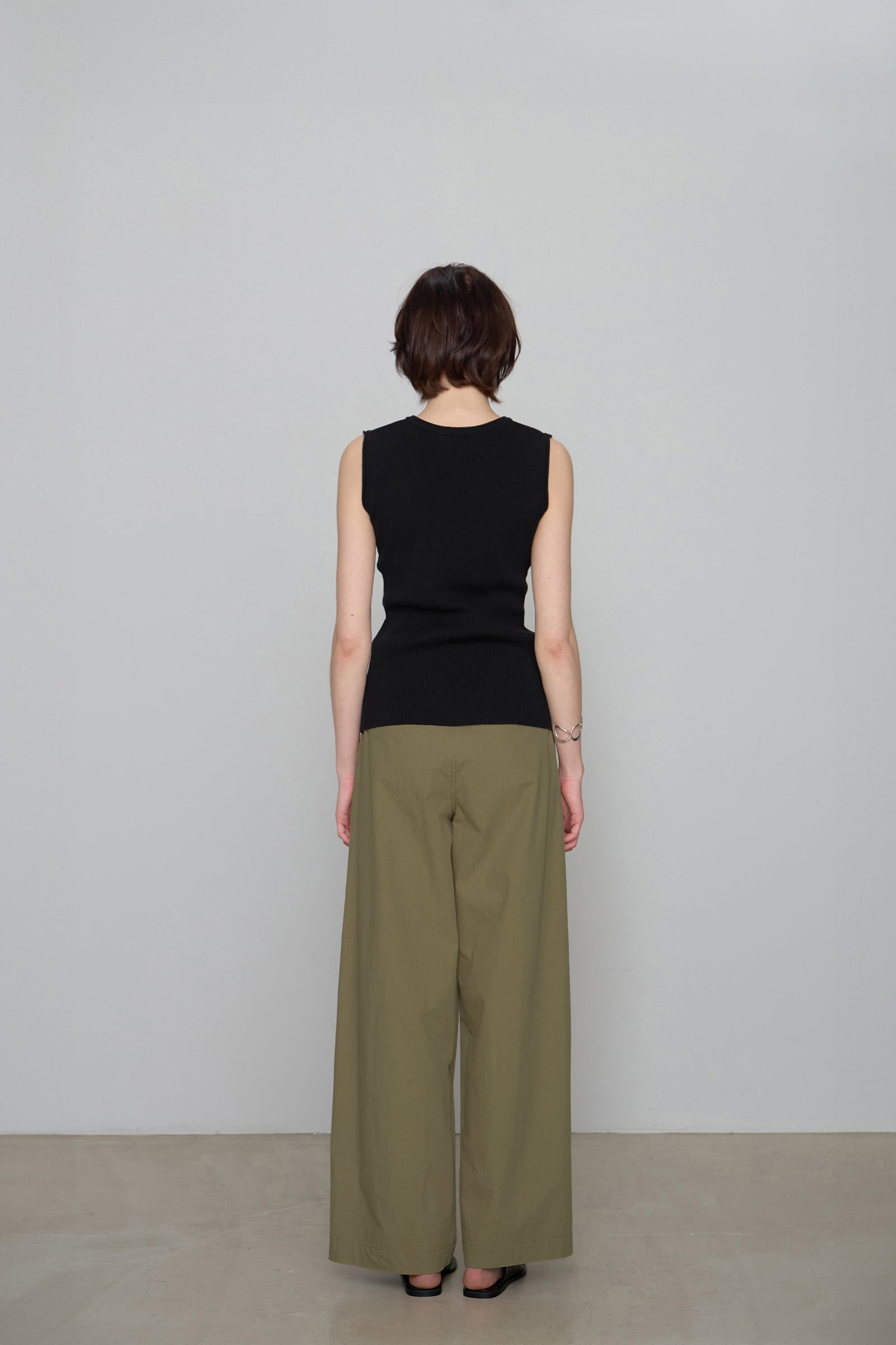 COTTON LINE KNIT VEST_BLACK