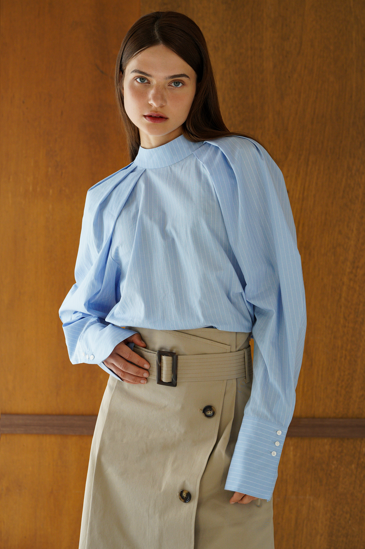 BLOUSE RAYÉE EN COTON_BLEU