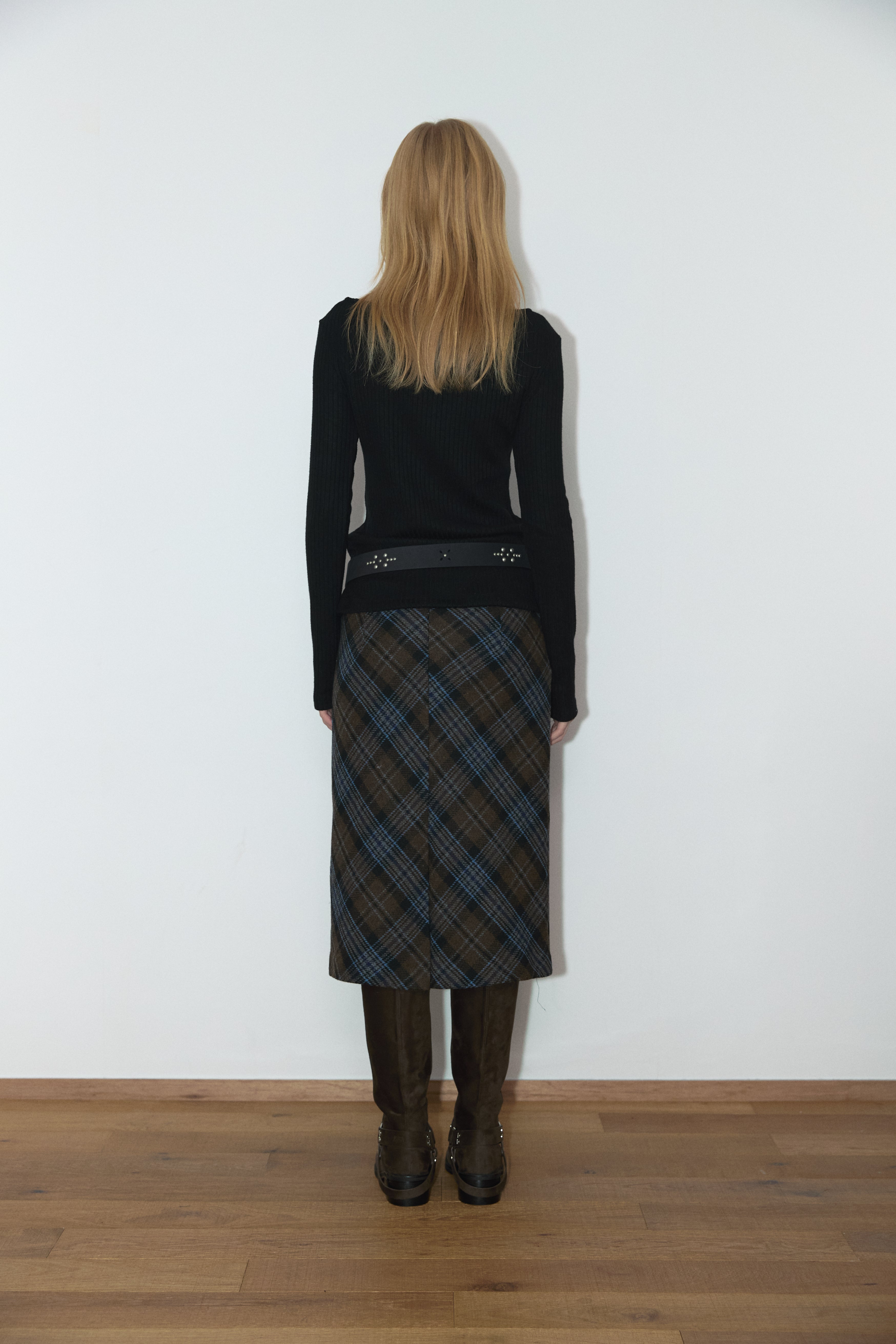 WOOL BIAS SKIRT_CHECKERED