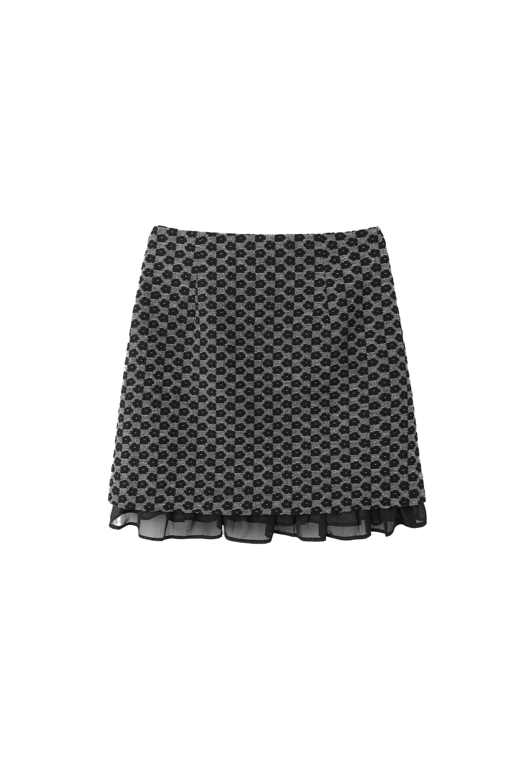 JACQUARD FLOWER SKIRT_BLACK