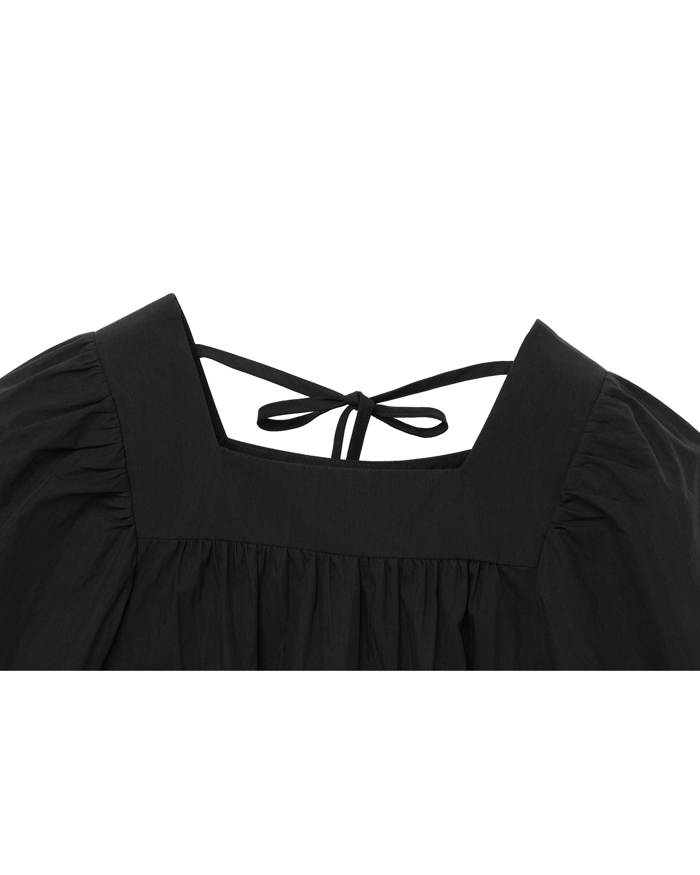 SQUARE NECK BALLOON BLOUSE_BLACK