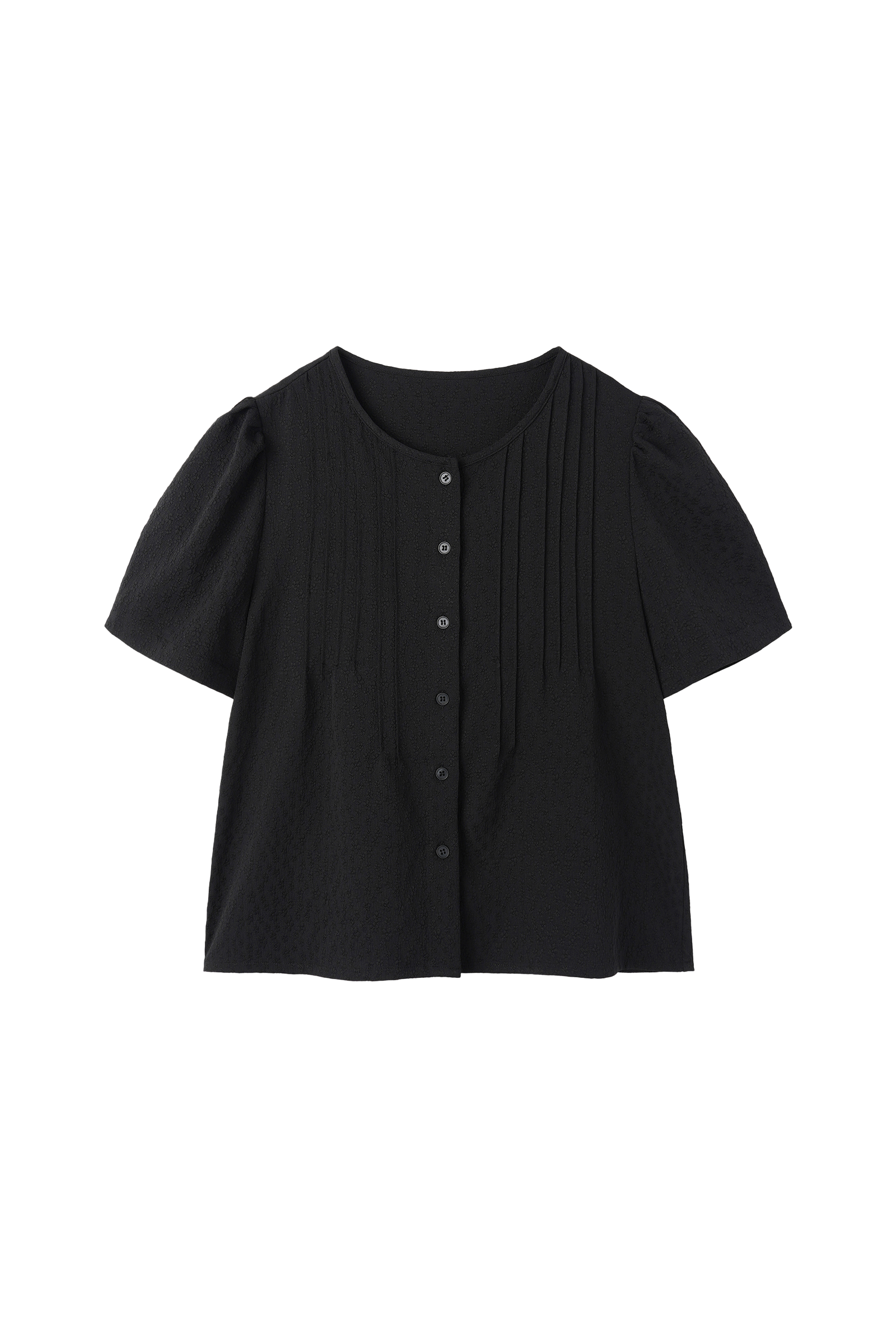 TUCKED FLOWER SHIRT_BLACK