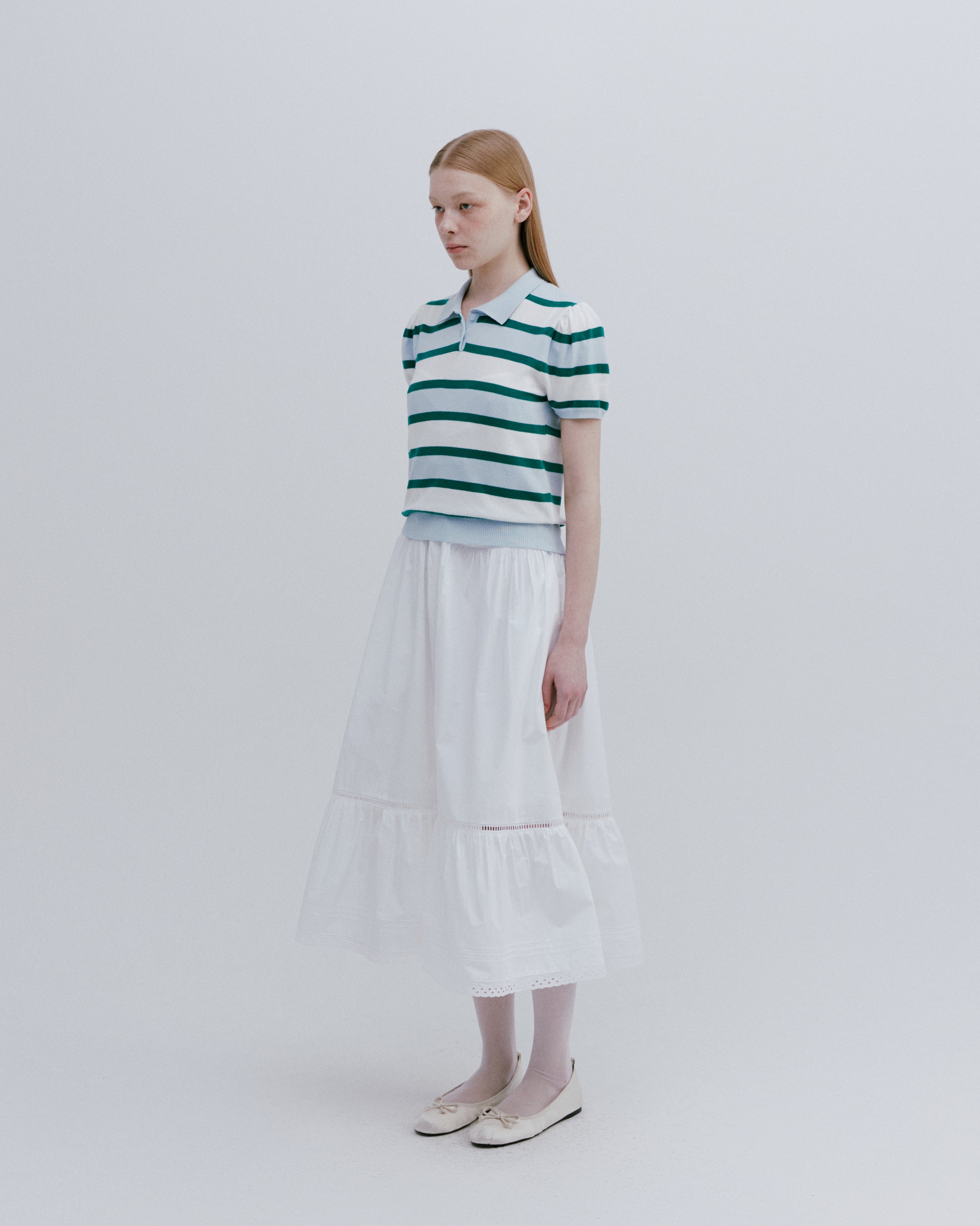 PETIT PUFF STRIPED COLLAR KNIT_BLEU CIEL