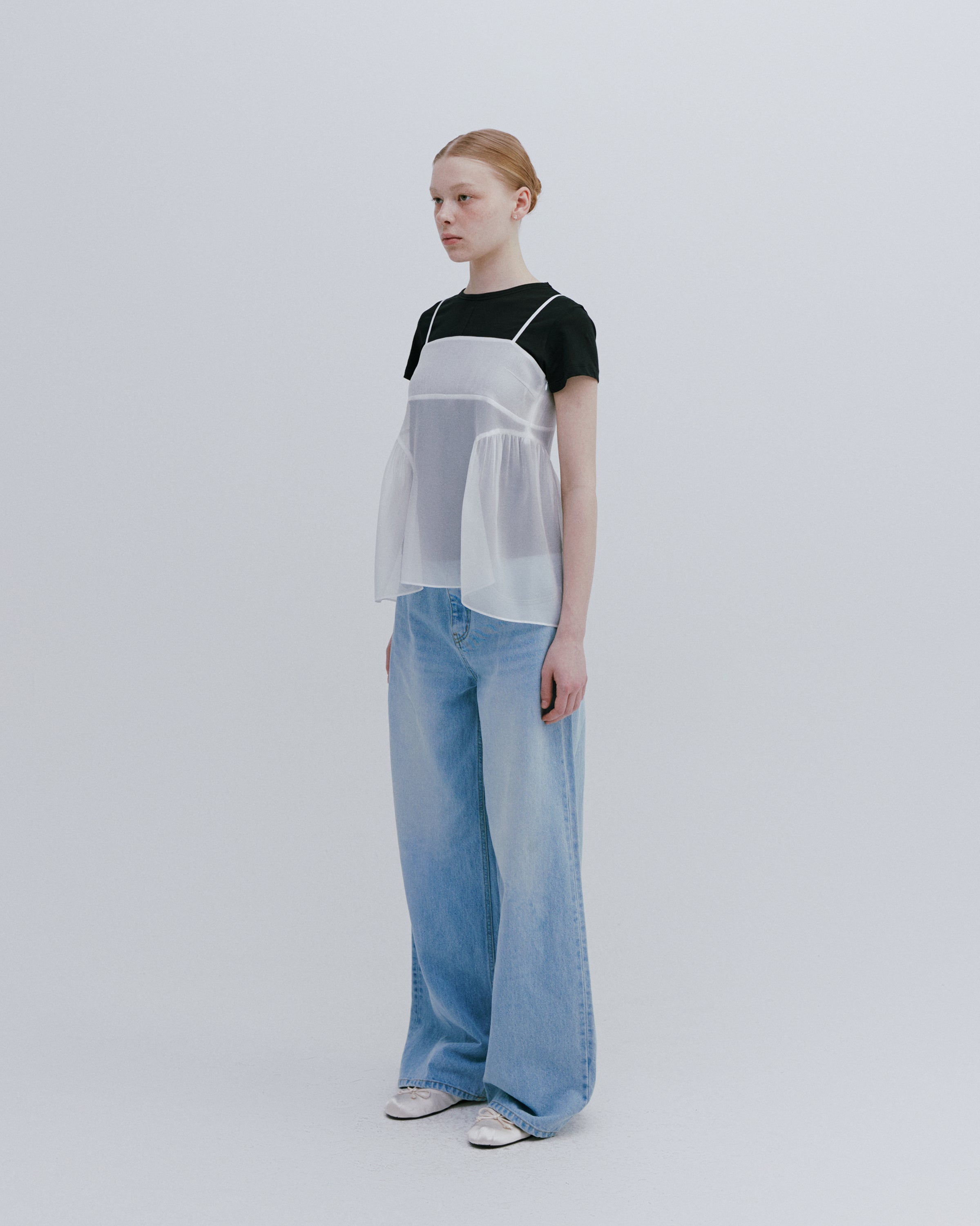 ORGANZA SIDE PUFF BLOUSE_WHITE