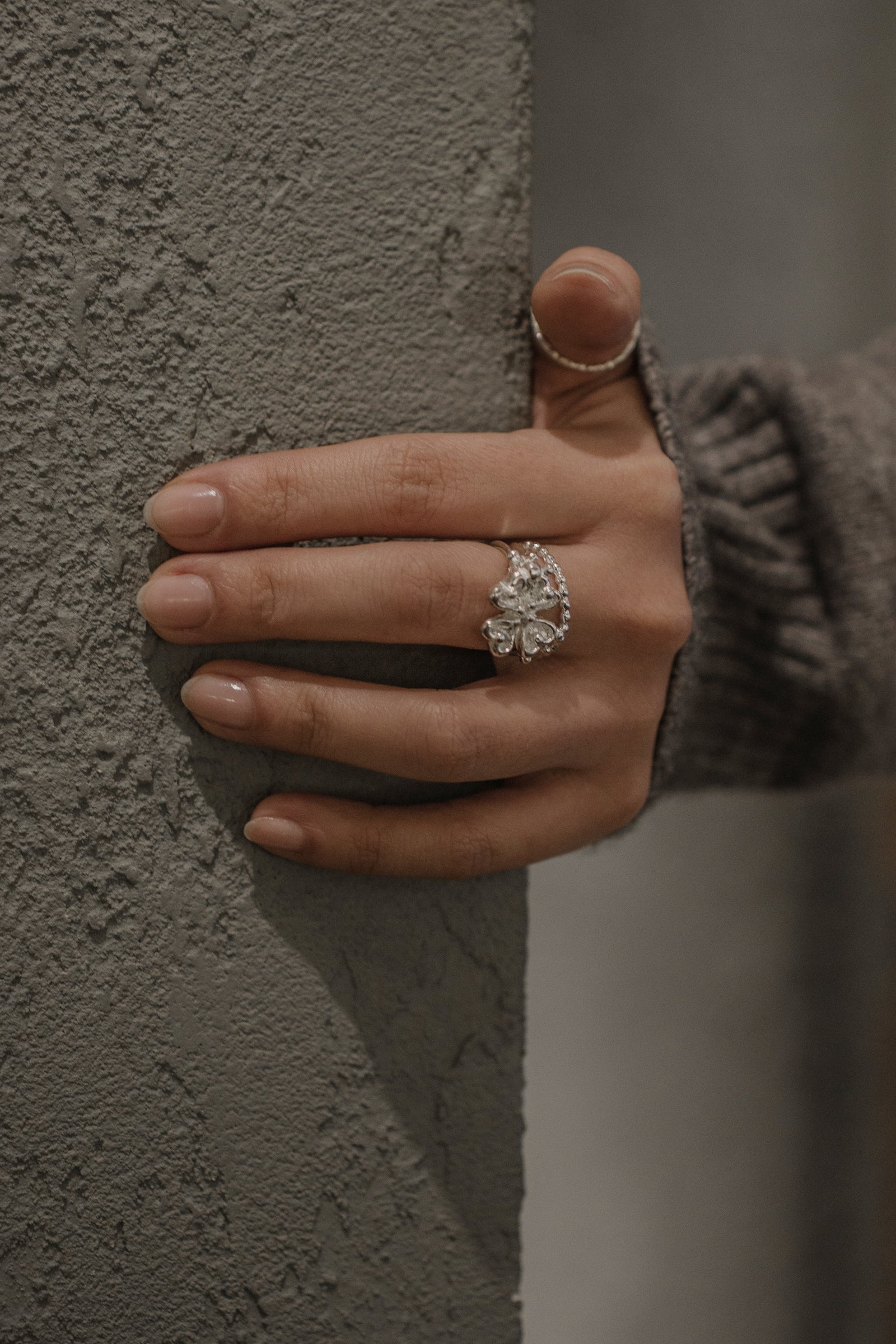 BAGUE TRÈFLE À QUATRE FEUILLES_ARGENT