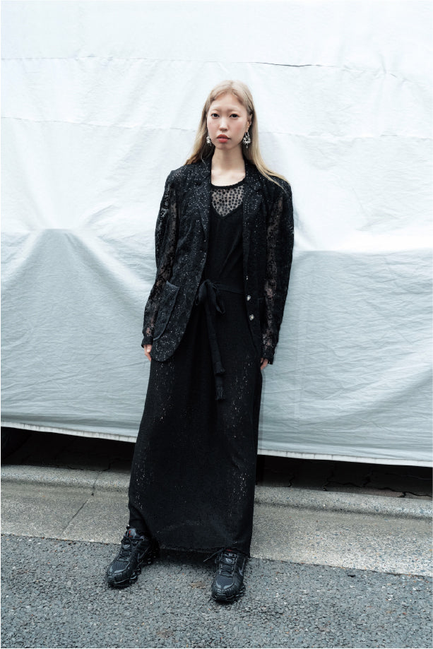 FLORAL KNIT JACQUARD DRESS_BLACK
