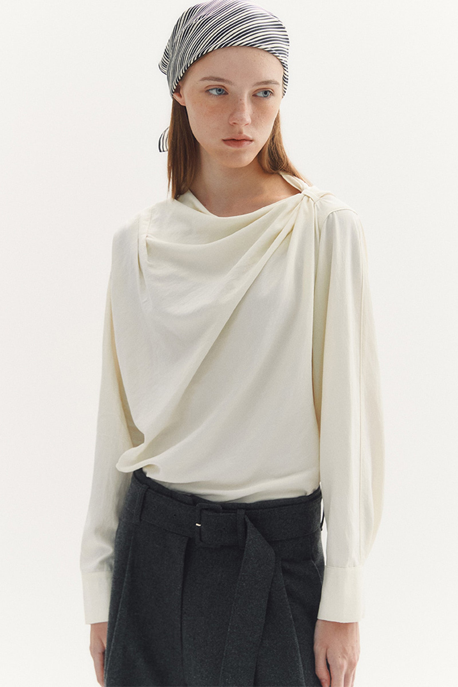 DRAPE BLOUSE_CREAM