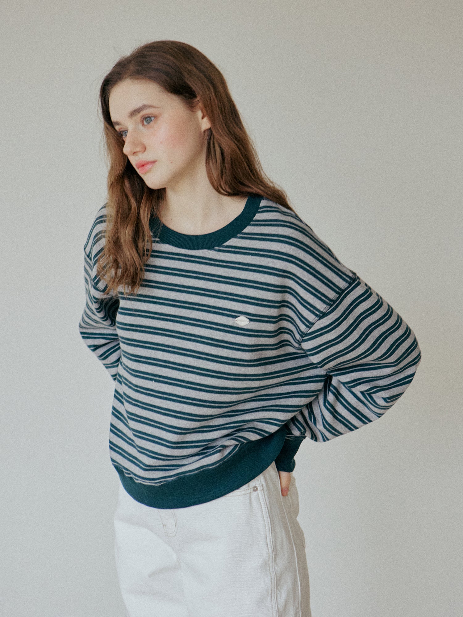 STRIPE LOGO SWEATSHIRT_GRAY