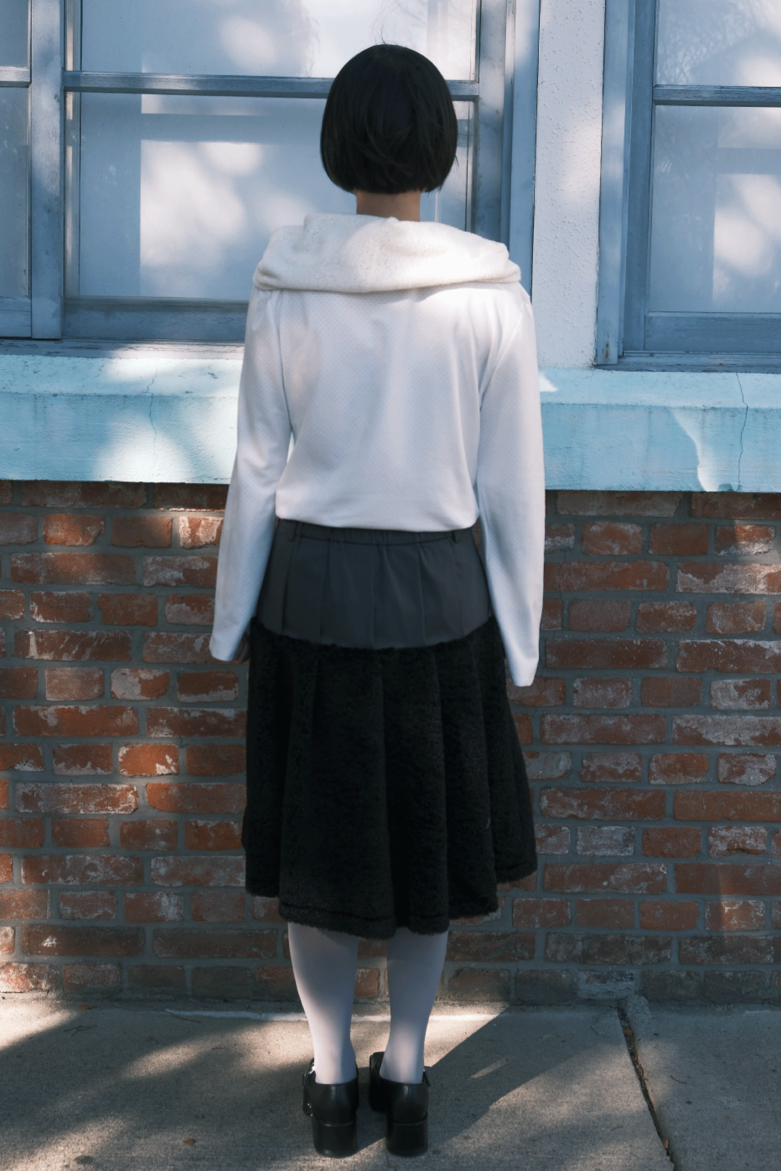 JUPE MIDI POLAIRE_NOIR