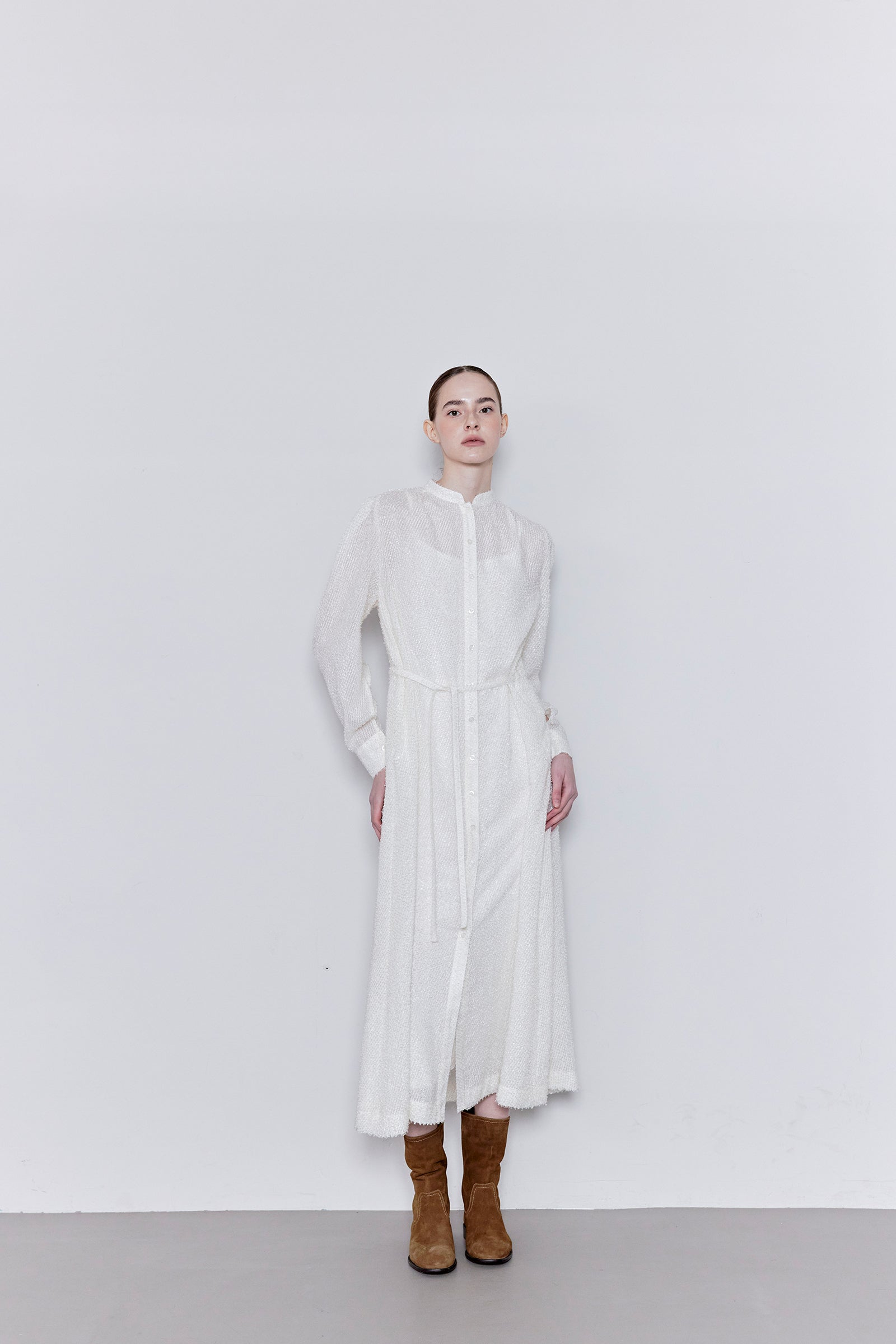 FRINGE LONG DRESS_BLEU MARINE