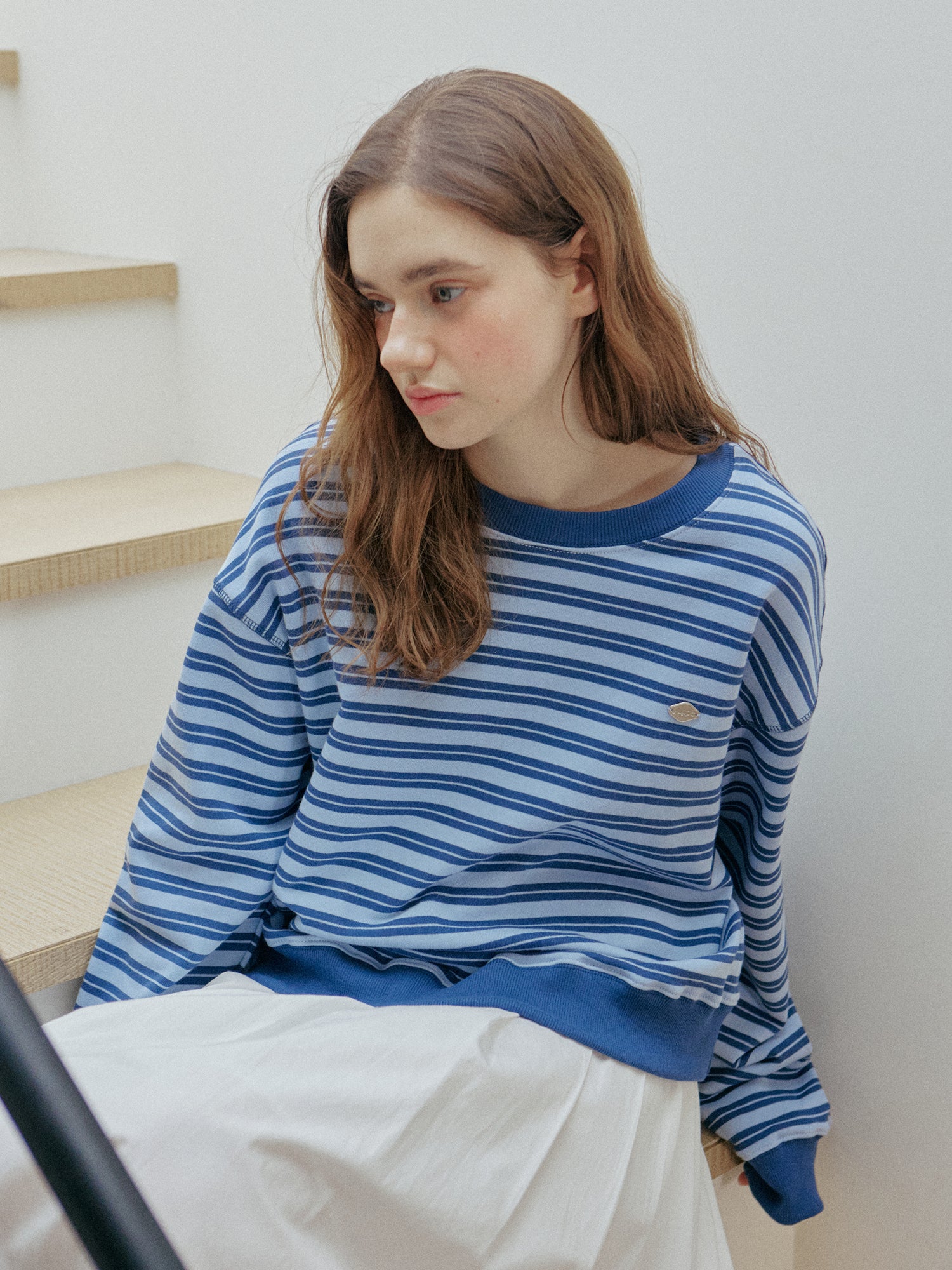 STRIPE LOGO SWEATSHIRT_SKYBLUE
