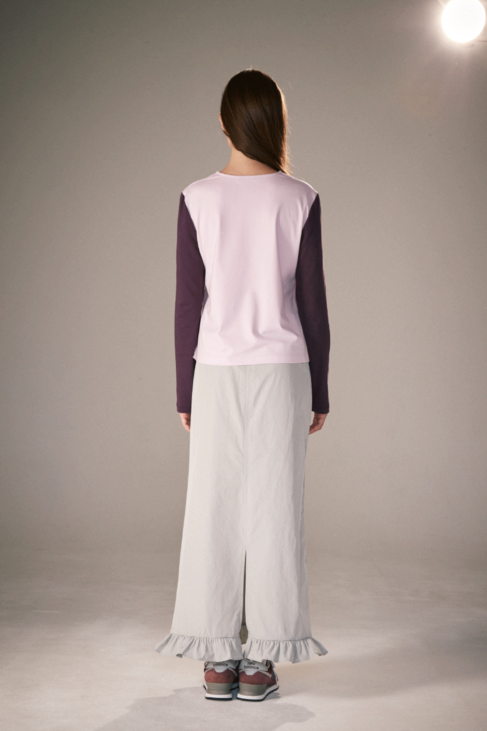 JUPE SIRÈNE MAXI À VOLANTS_GRIS CLAIR