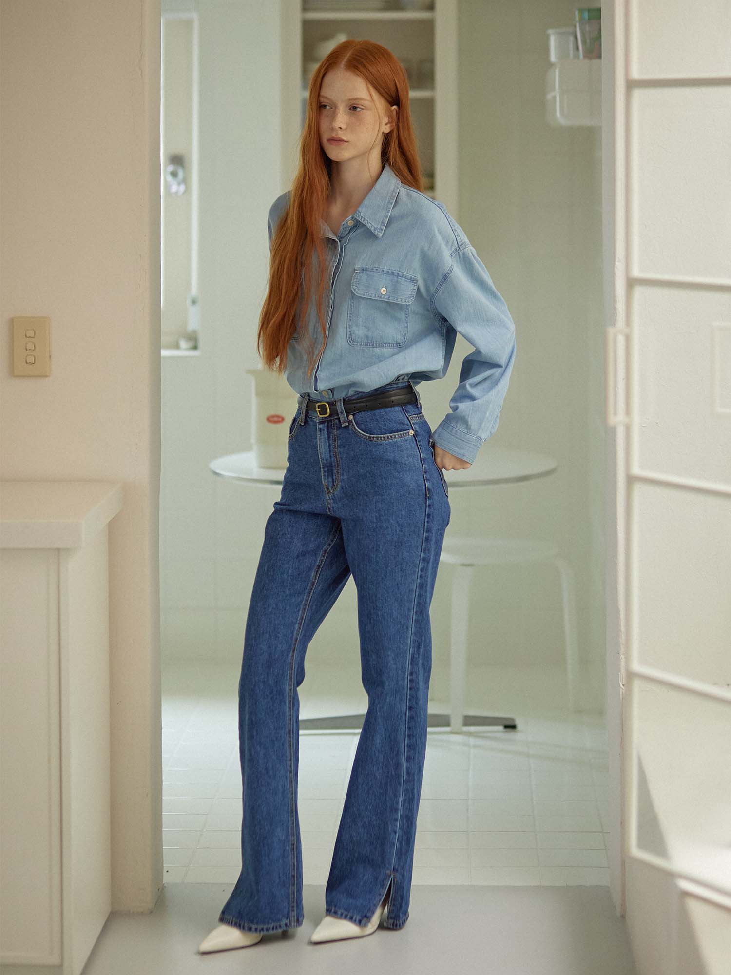 SLIT DENIM PANTS_BLUE