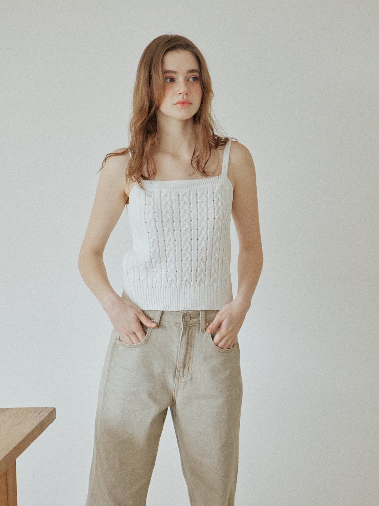 LACE RIBBON SLEEVELESS_IVORY
