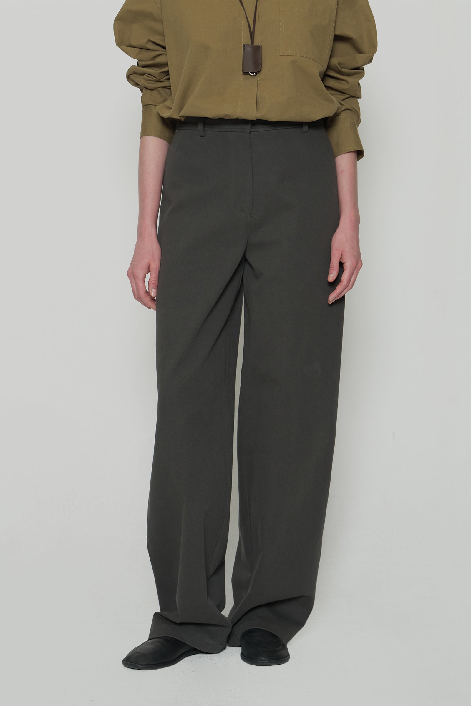 CAMO COTTON WIDE PANTS_CHARCOAL