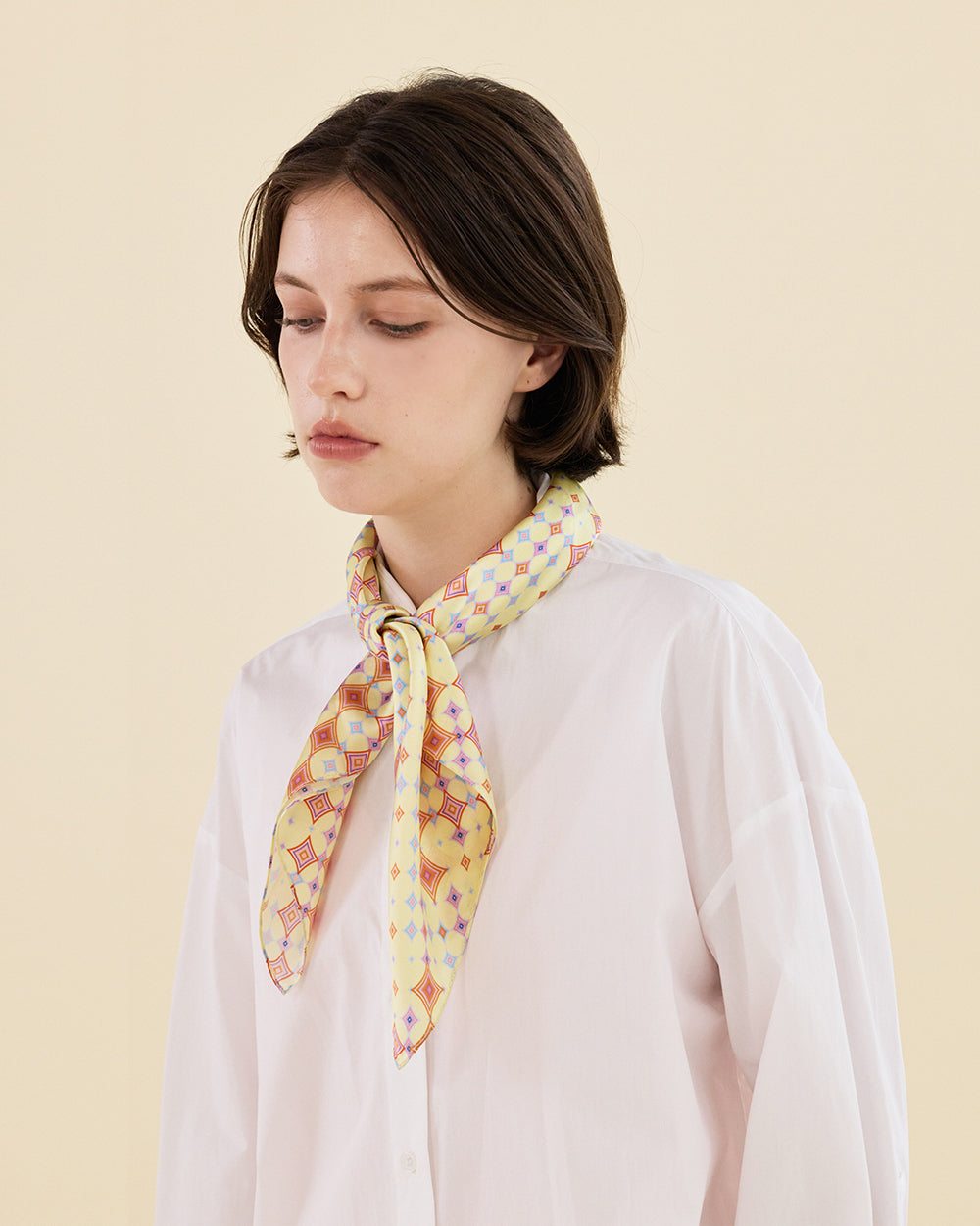 AMBER GRID SILK SCARF_YELLOW
