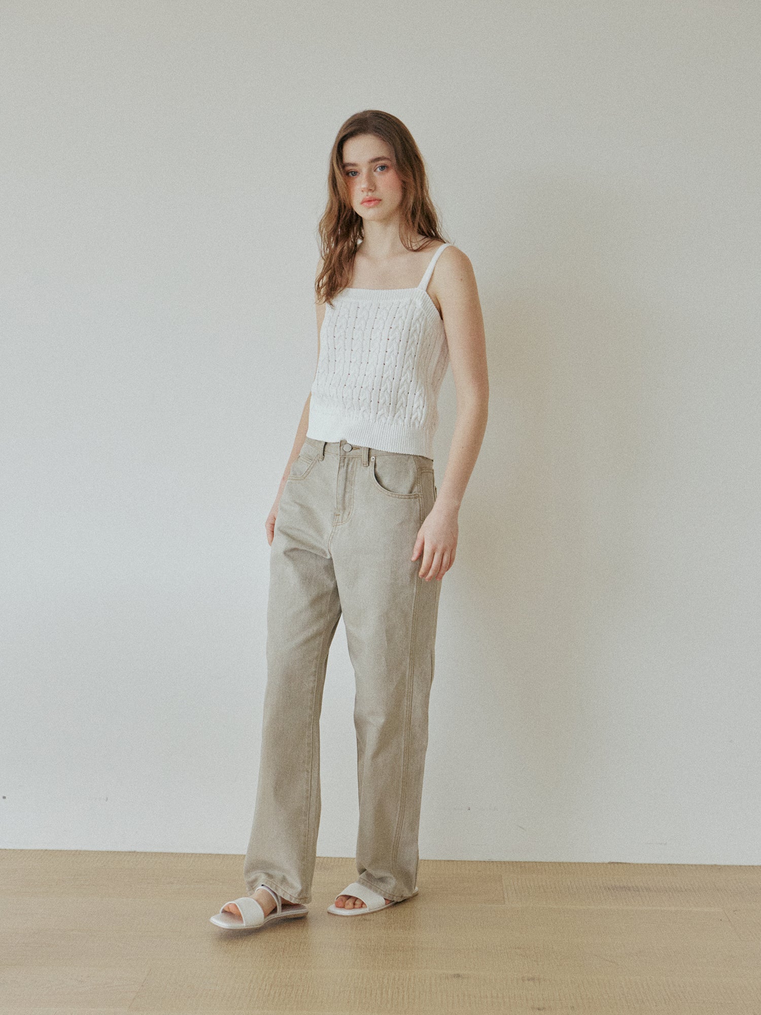 COTTON LINE PANTS_KHAKI