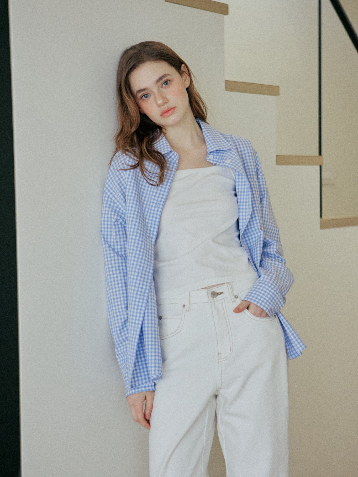 GINGHAM CHECK SHIRT_SKYBLUE