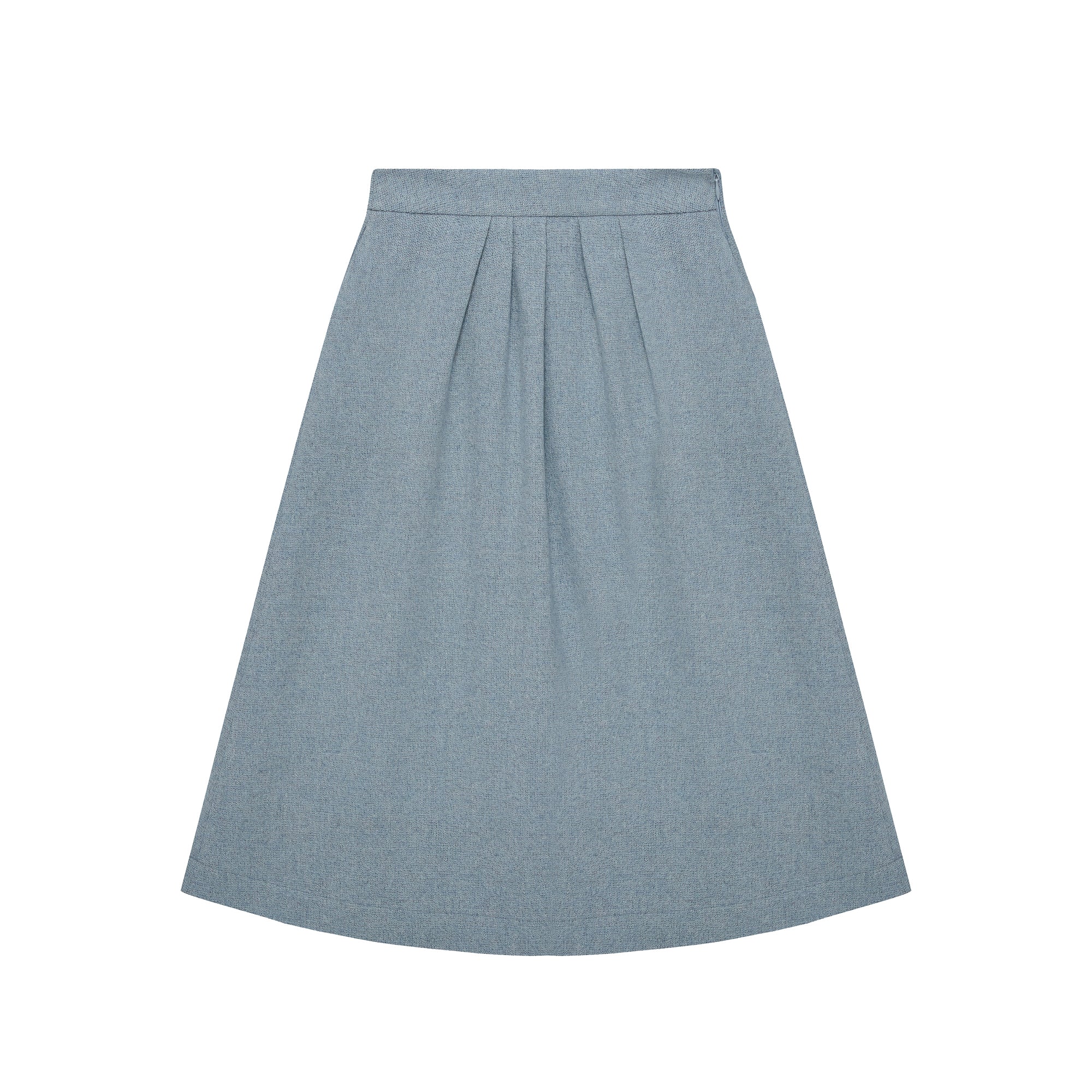 WOOL BLEND TUCK SKIRT_OCEAN