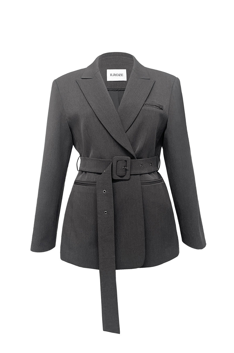 BLAZER LUXE AVEC CEINTURE_GRIS