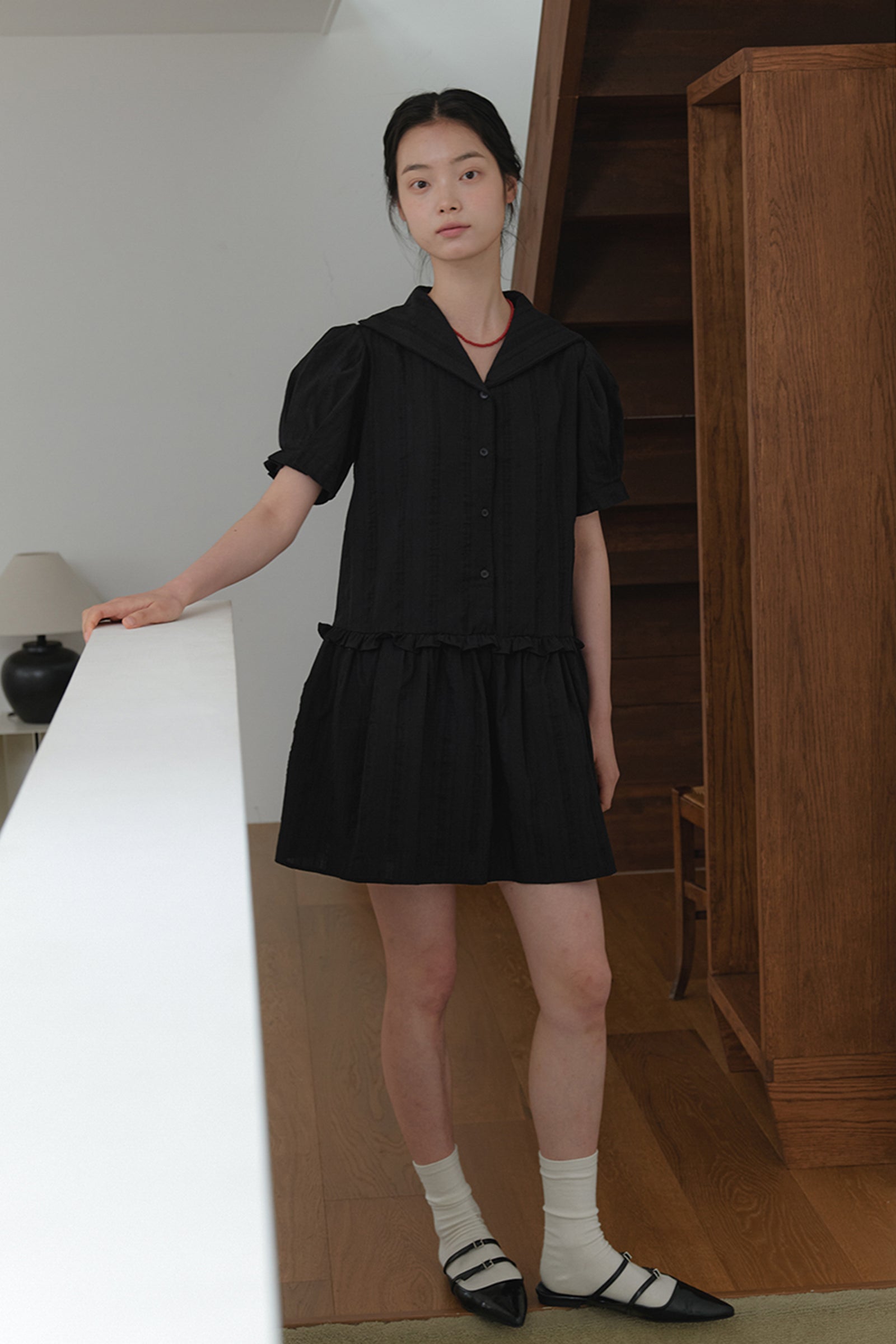 LACE COLLAR DRESS_BLACK