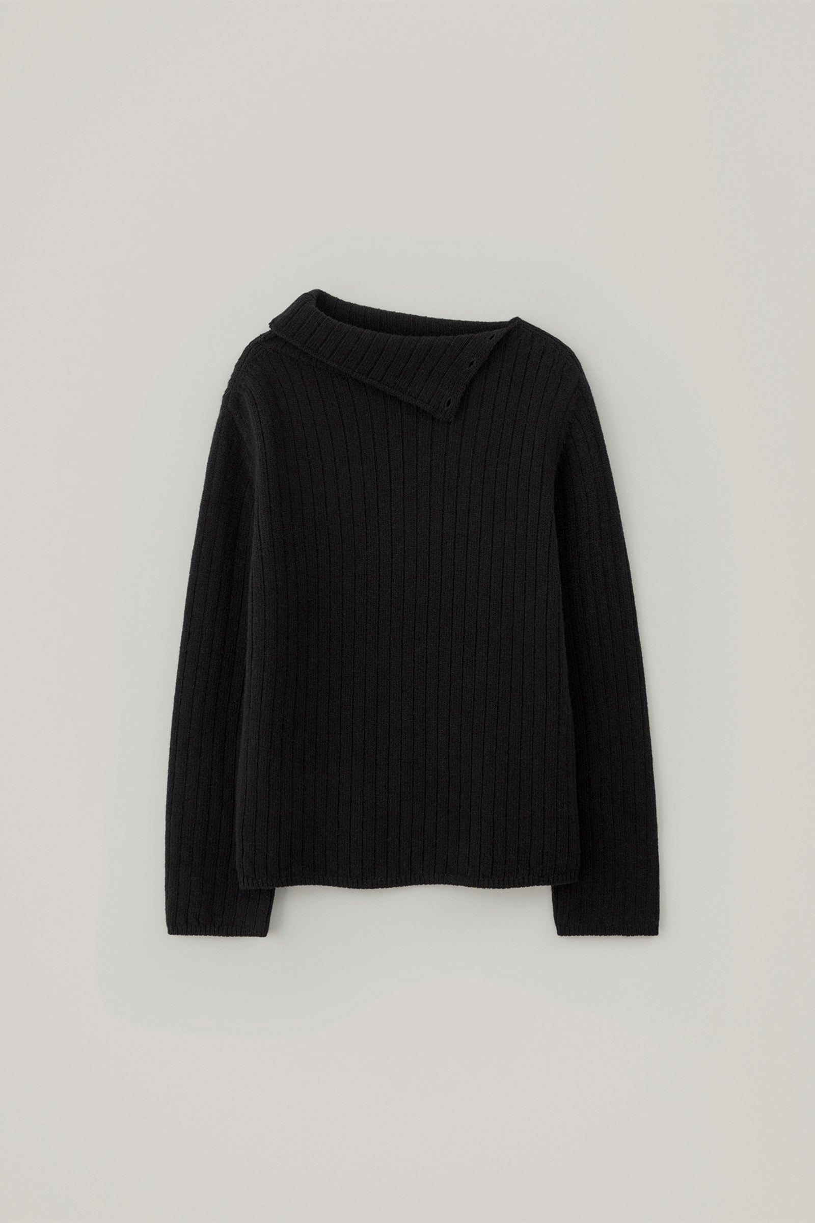 BUTTON TURTLENECK WOOL KNIT_BLACK