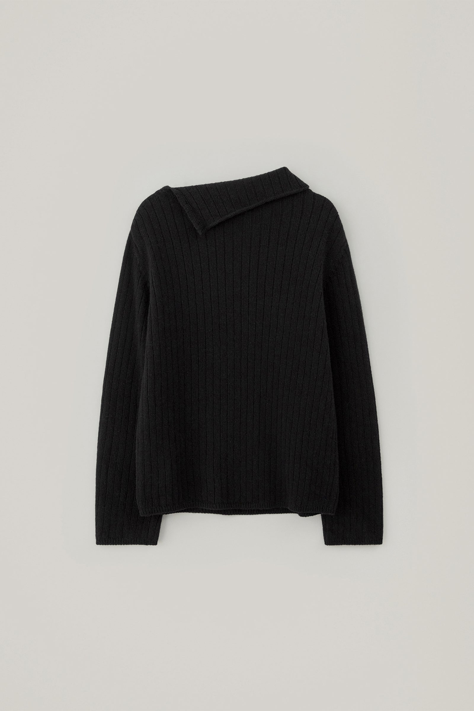 BUTTON TURTLENECK WOOL KNIT_BLACK