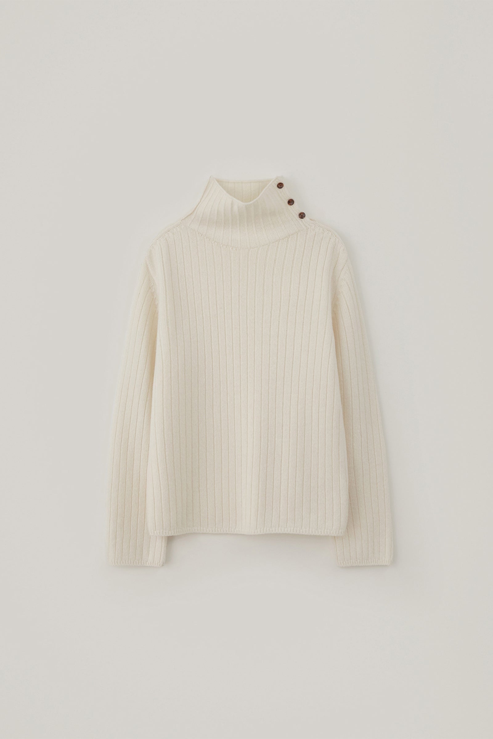 BUTTON TURTLENECK WOOL KNIT_IVORY