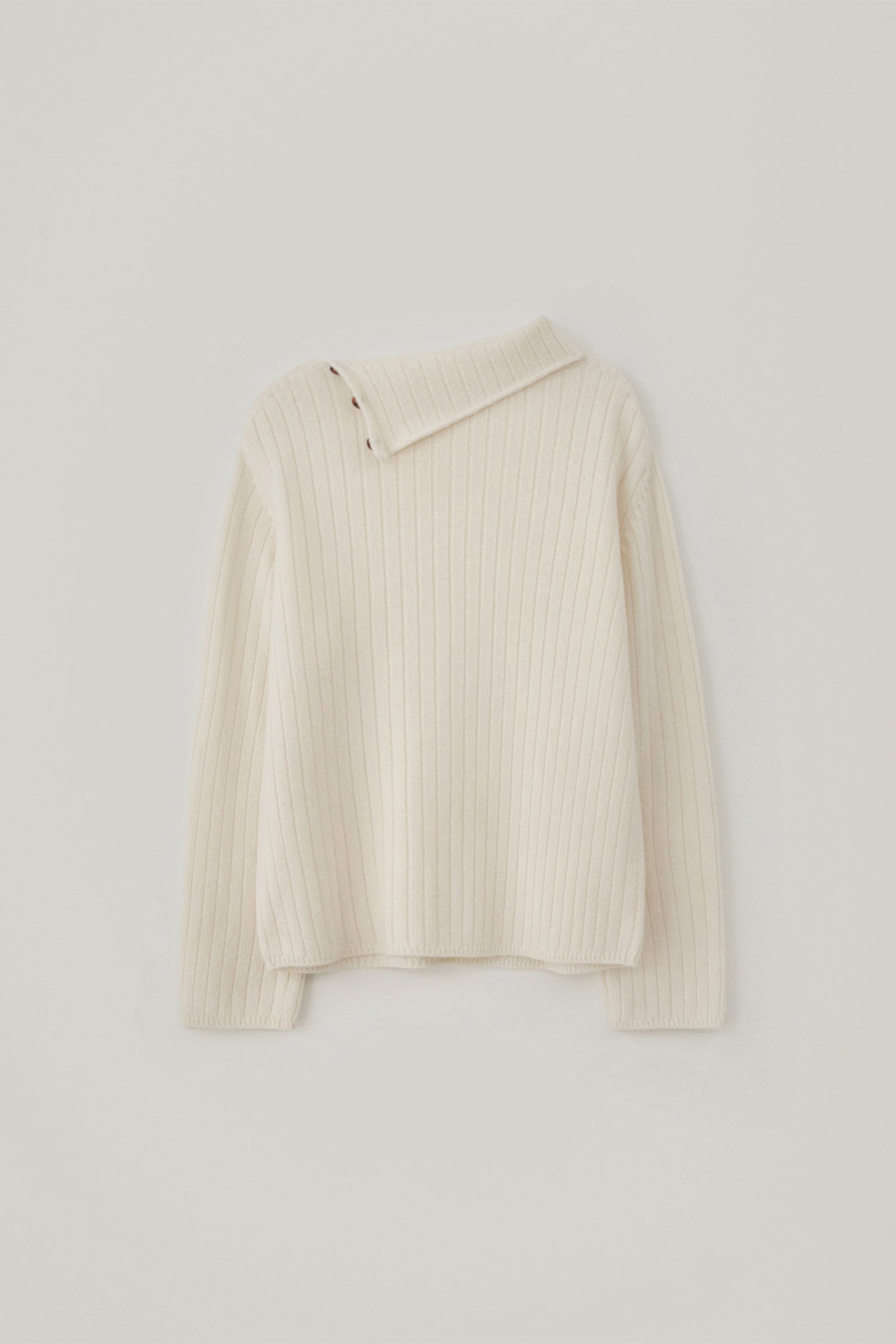 BUTTON TURTLENECK WOOL KNIT_IVORY